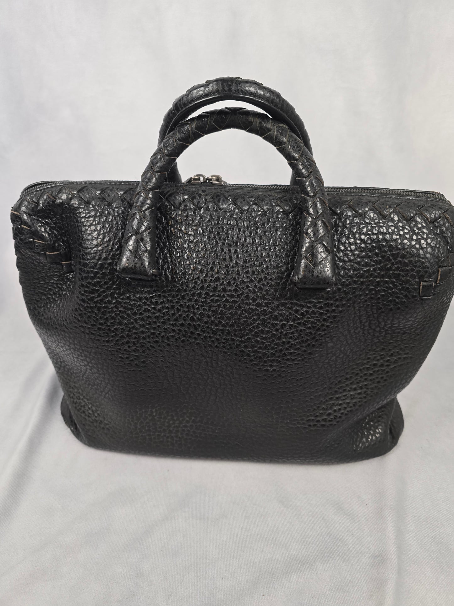 Bottega Veneta Borsa Leather Briefcase in Black
