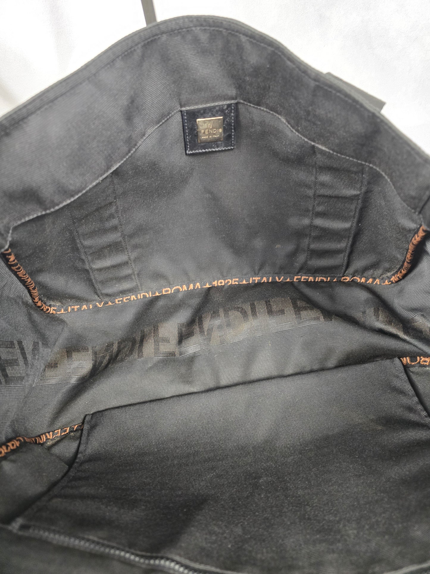 Fendi Roma 1925 Star Black Canvas Tote