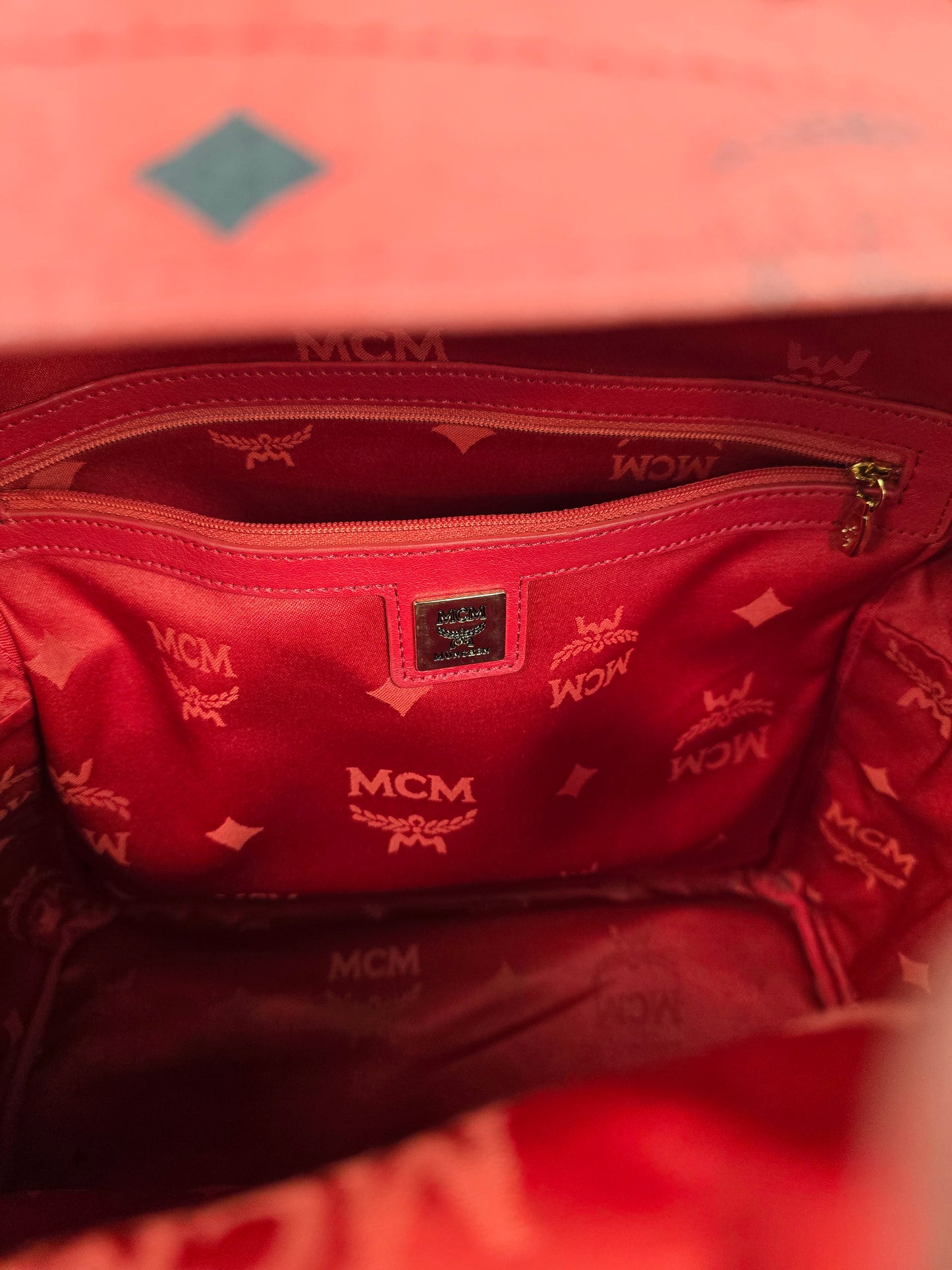 MCM Stark Visetos Backpack - Large - in Coral