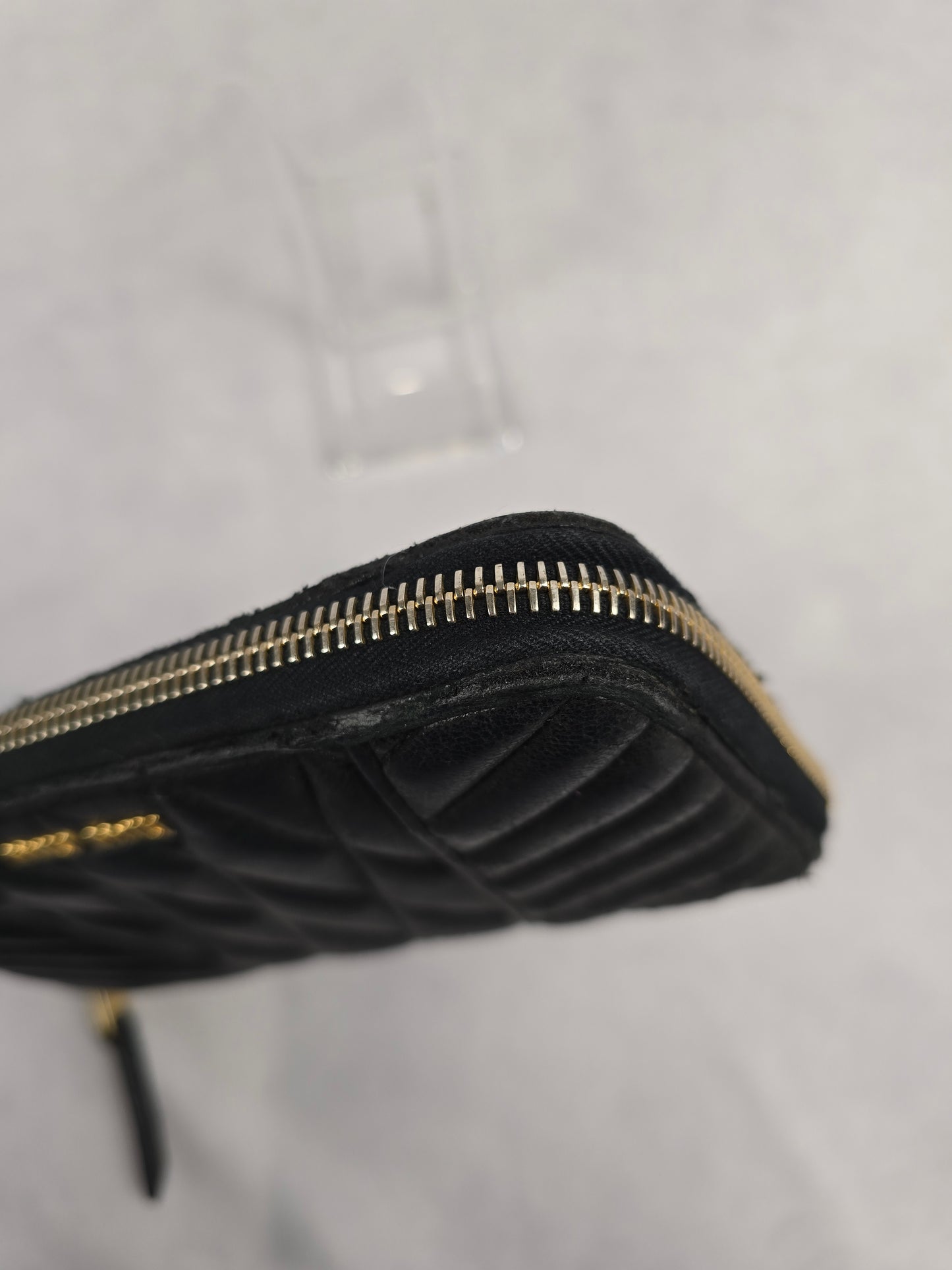 Miu Miu Black Nappa Biker Quited Long Wallet
