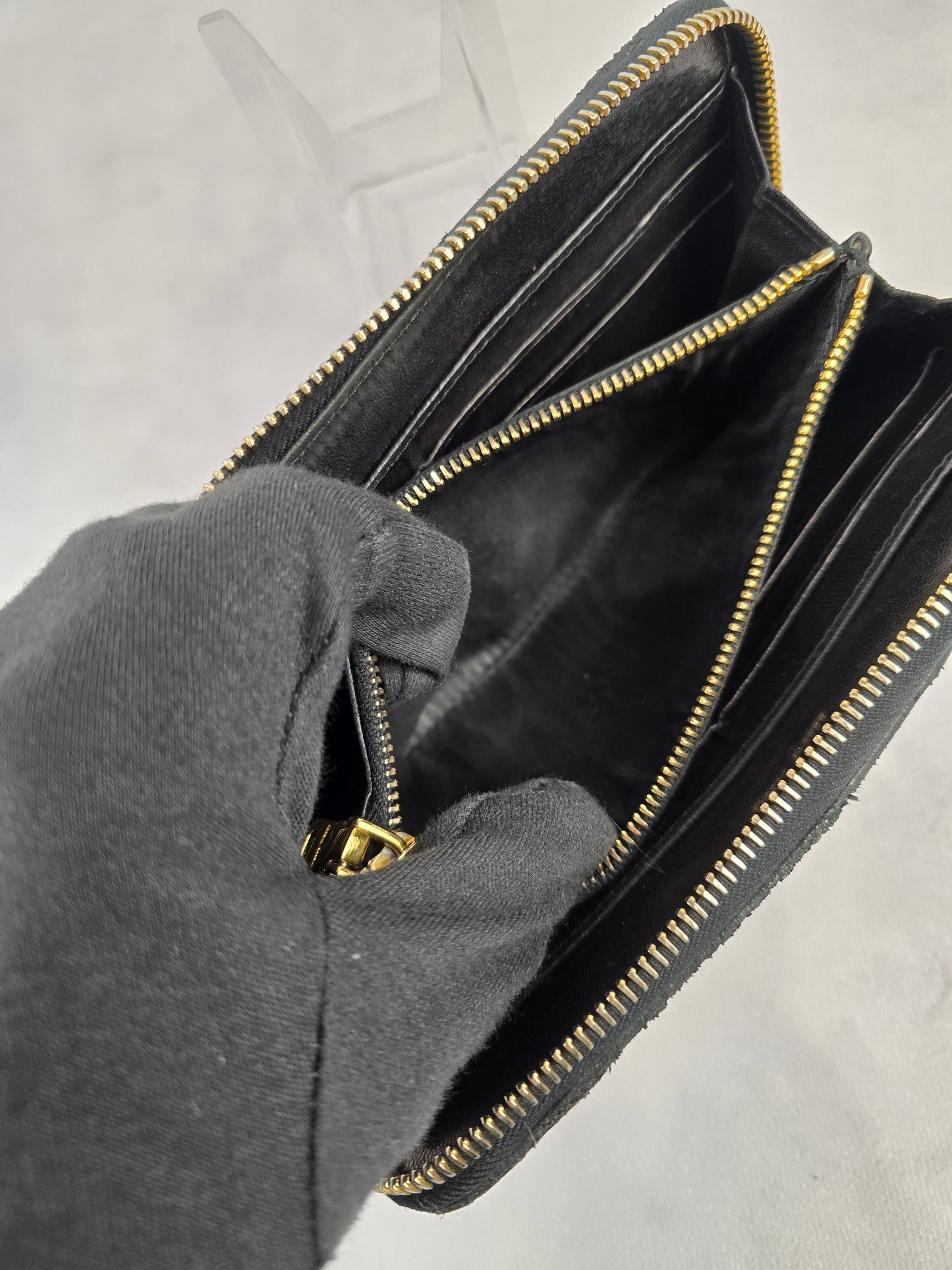 Miu Miu Black Nappa Biker Quited Long Wallet
