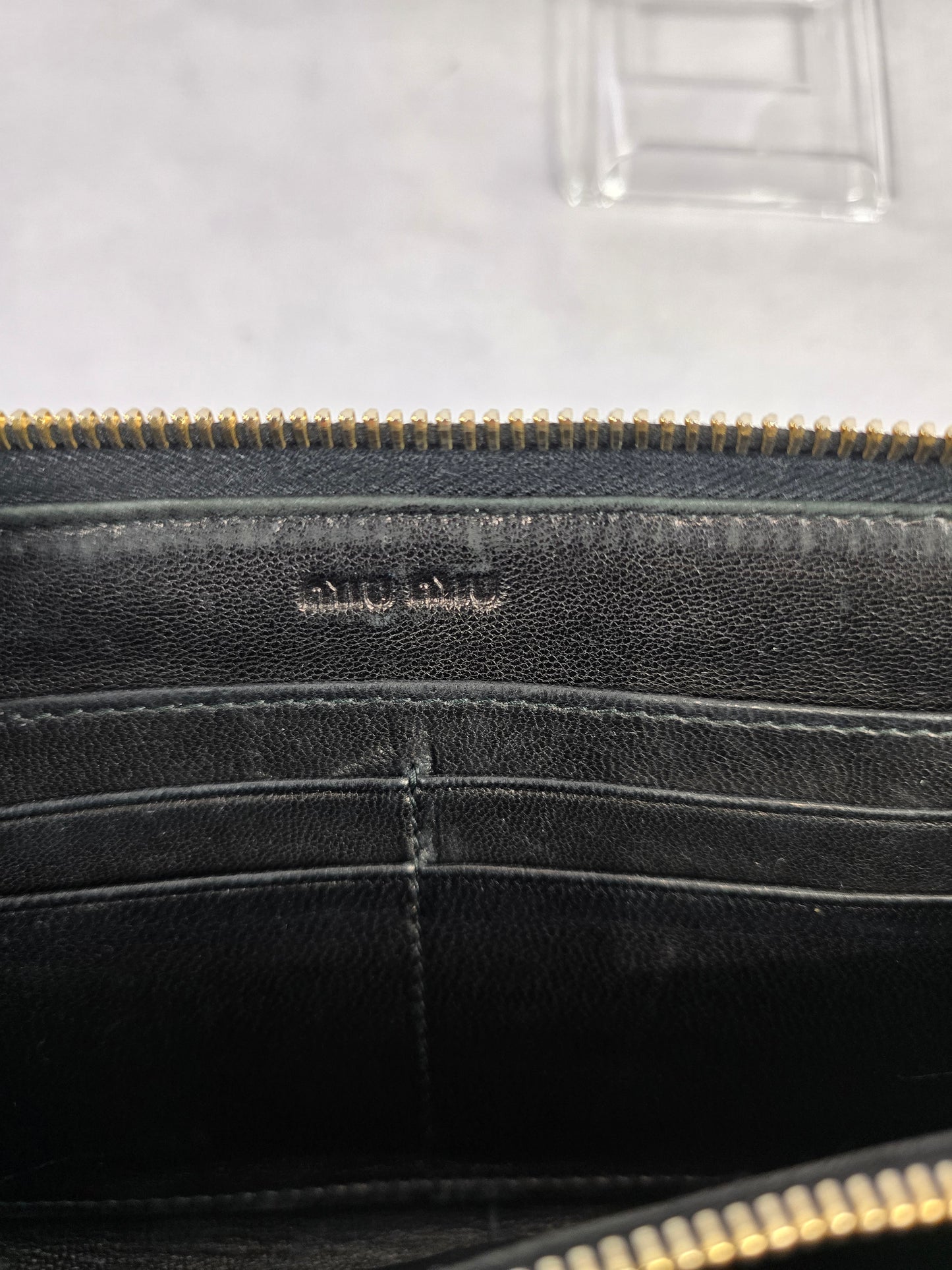 Miu Miu Black Nappa Biker Quited Long Wallet