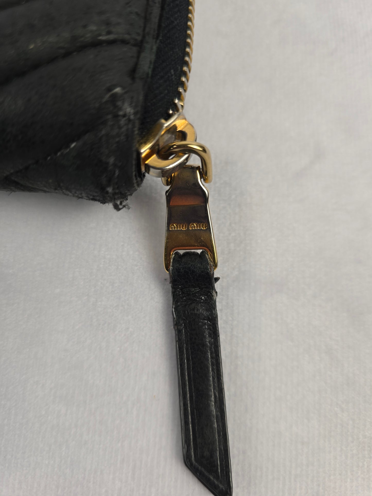 Miu Miu Black Nappa Biker Quited Long Wallet