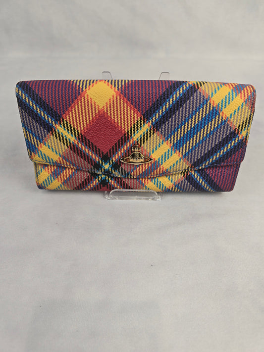 Vivienne Westwood Plaid Multicolor Long Envelope Wallet