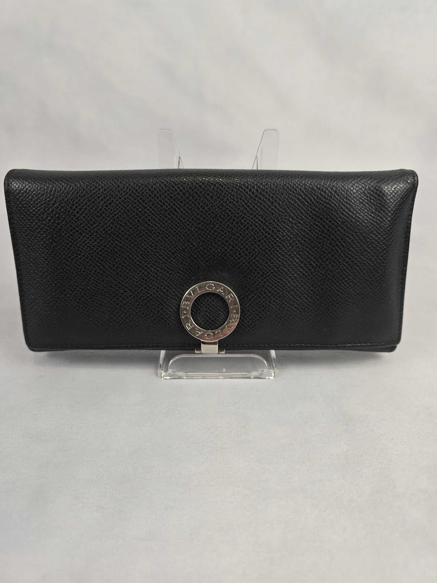 Bvlgari Logo Clip  Bi-Fold Long Wallet in Black