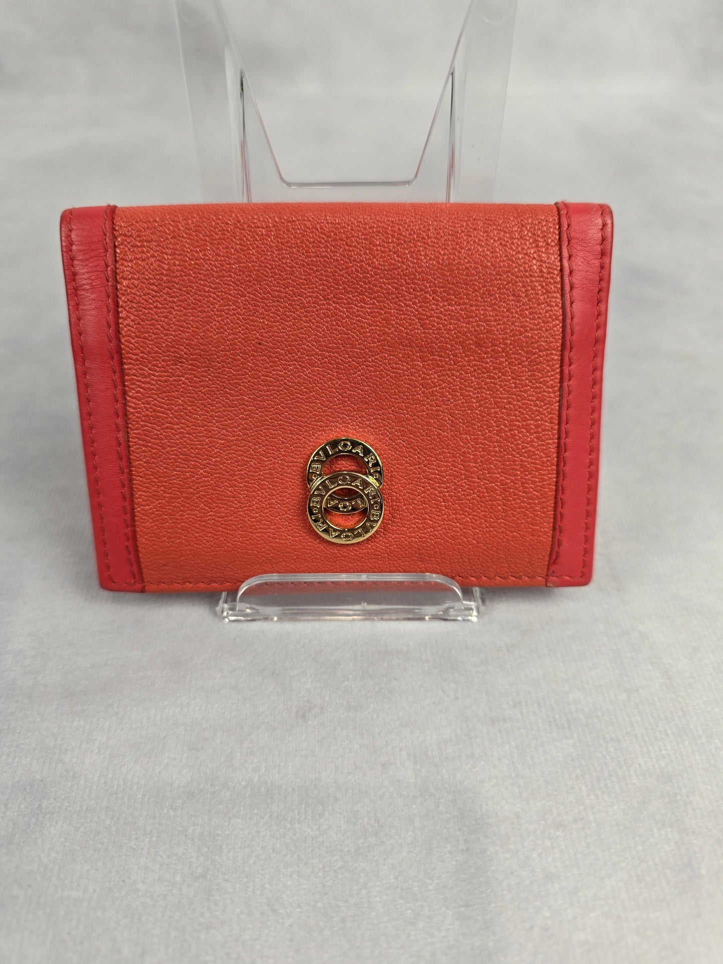 Bvlgari Textured leather Orange Card Holder