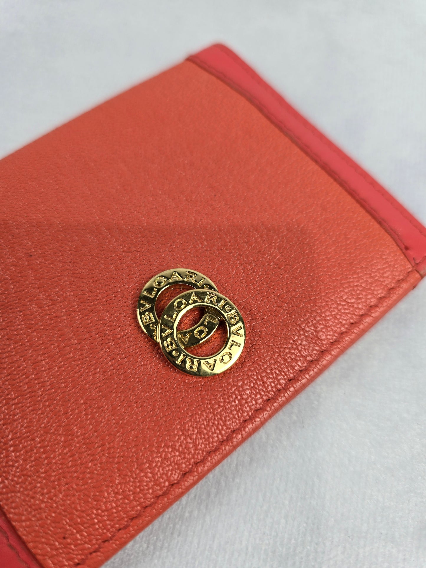 Bvlgari Textured leather Orange Card Holder
