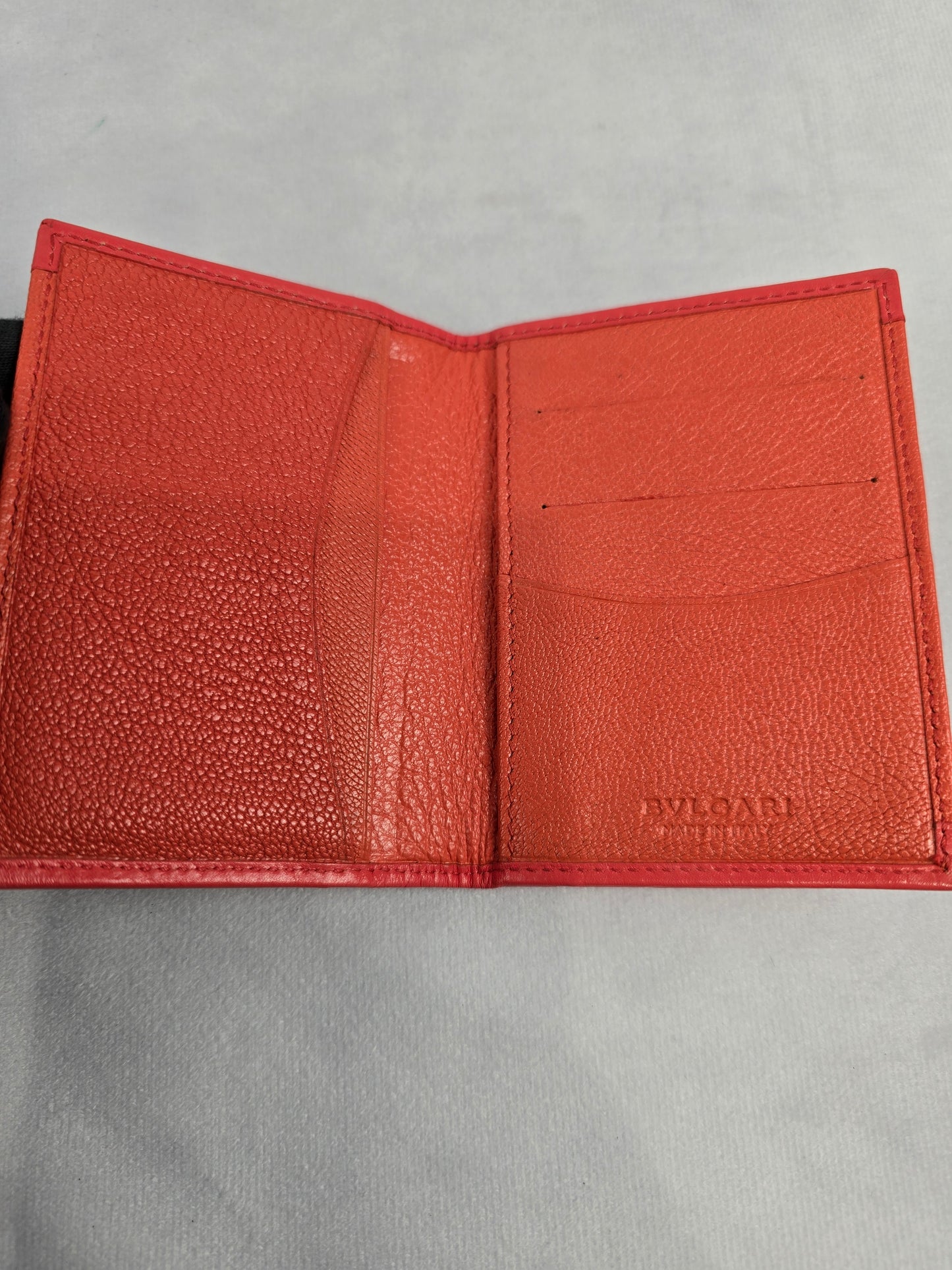 Bvlgari Textured leather Orange Card Holder