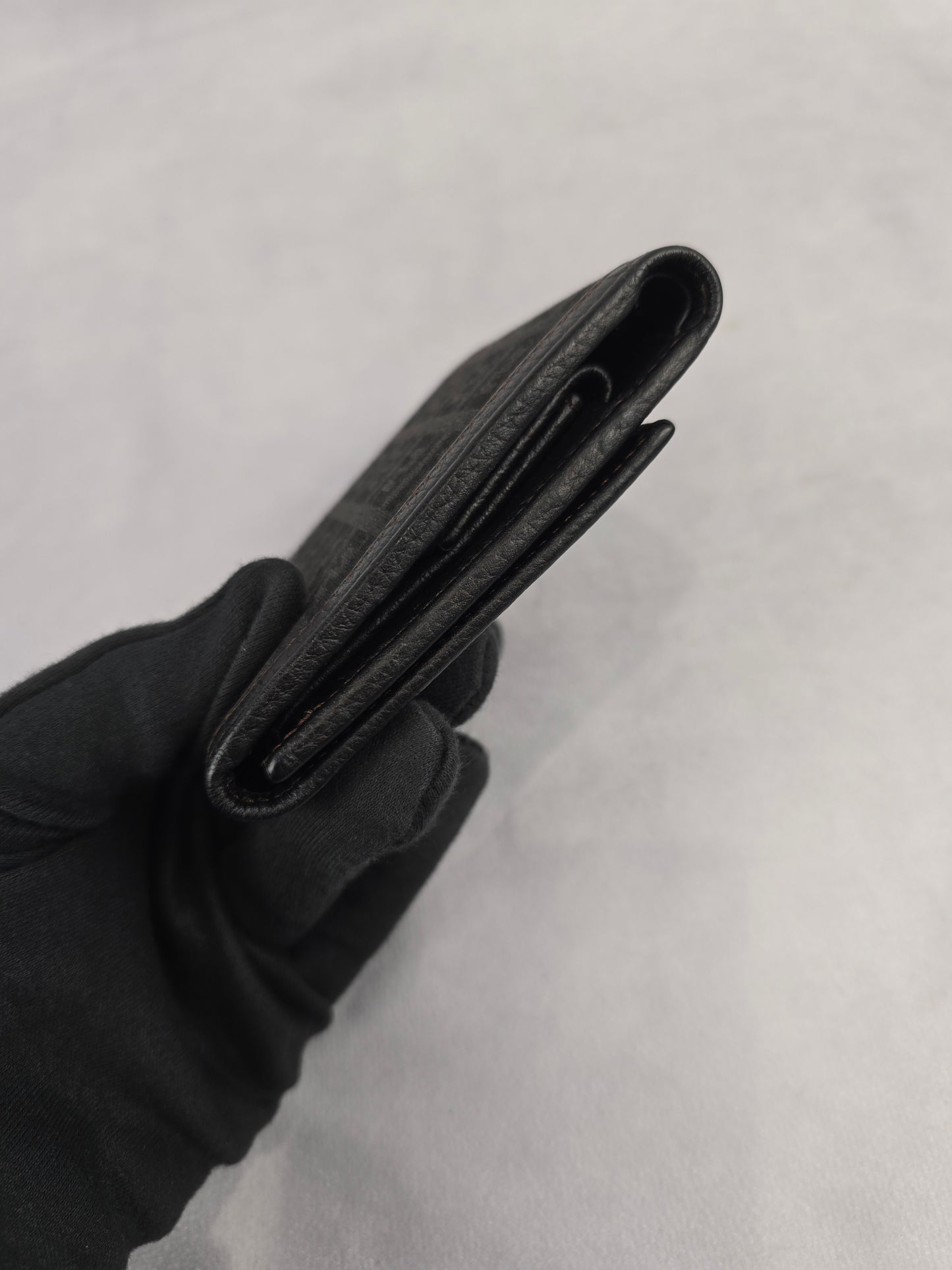 Fendi Vintage Zucca Trifold Wallet in Dark Brown