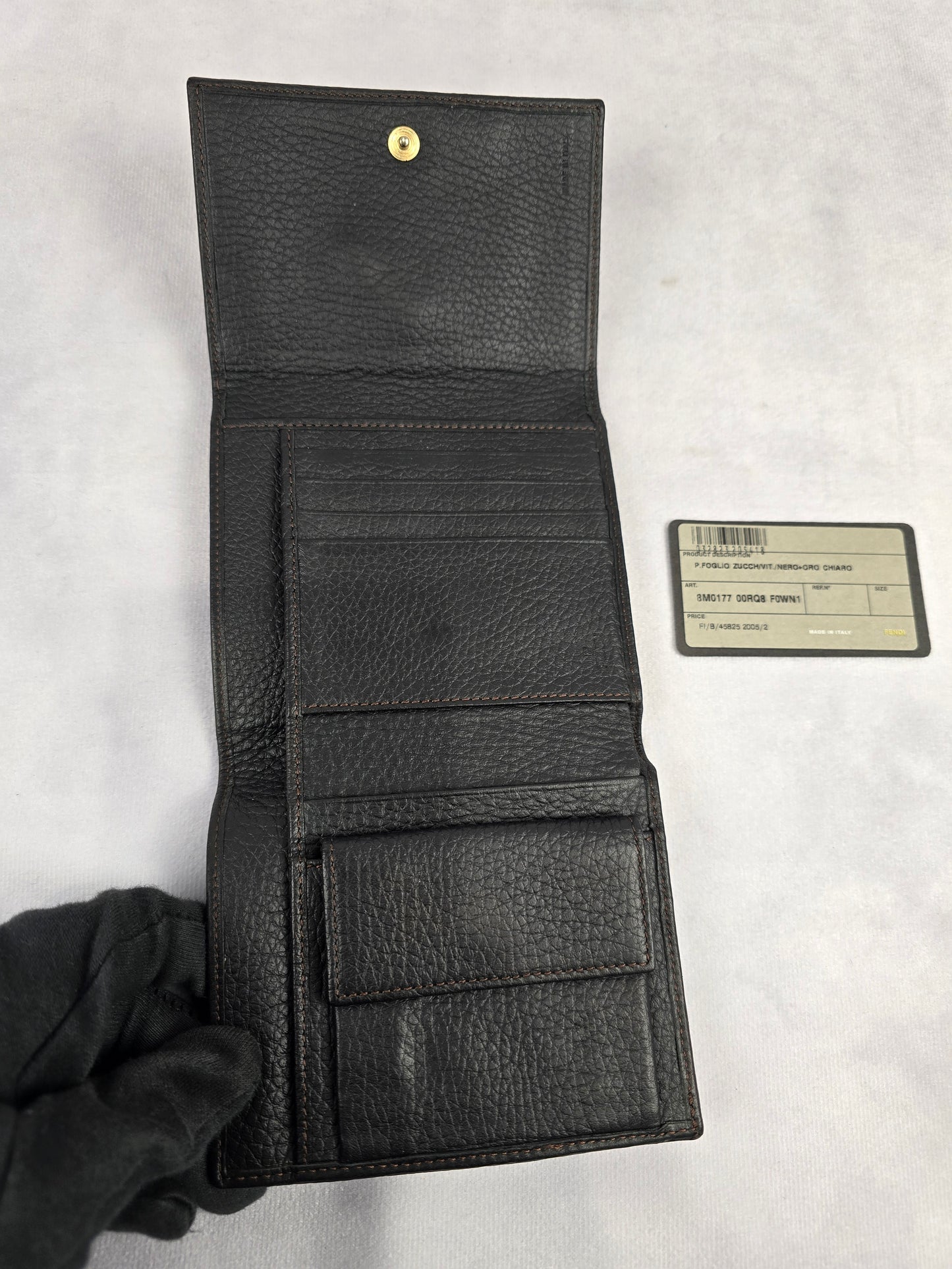 Fendi Vintage Zucca Trifold Wallet in Dark Brown
