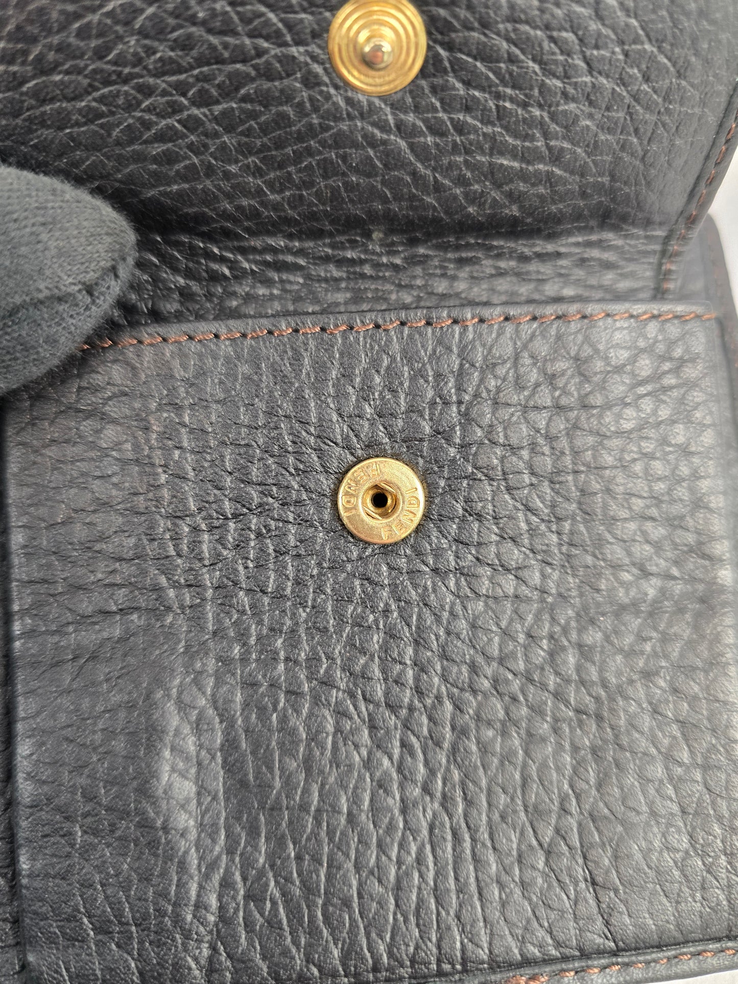 Fendi Vintage Zucca Trifold Wallet in Dark Brown