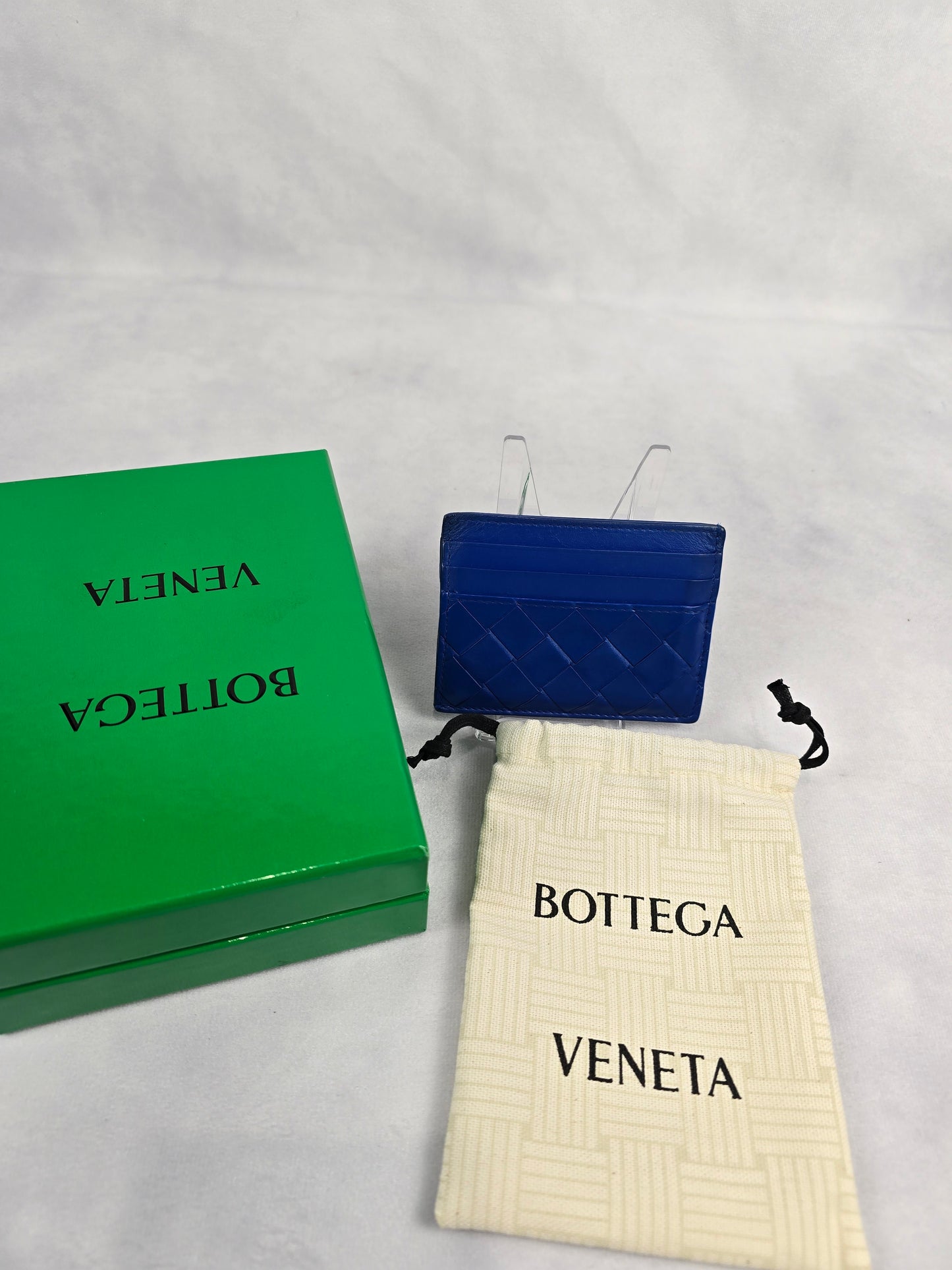 Bottega Veneta Intrecciato Leather Card Case in Cobalt Blue