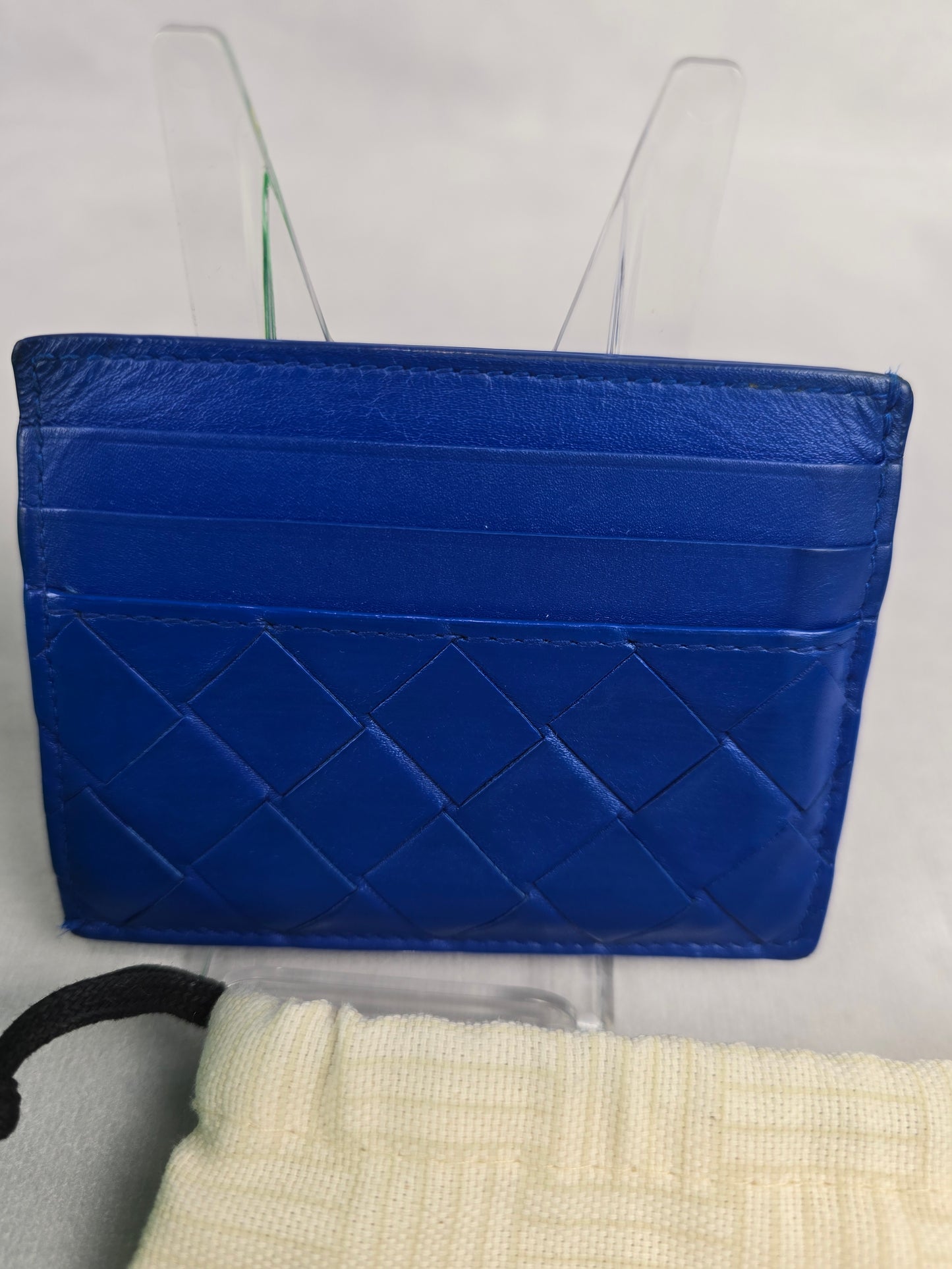 Bottega Veneta Intrecciato Leather Card Case in Cobalt Blue
