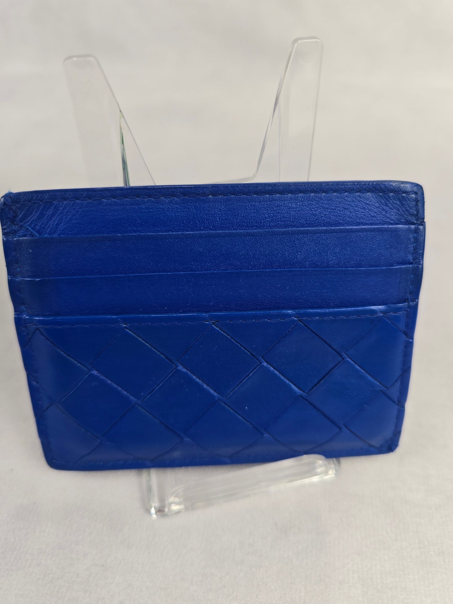 Bottega Veneta Intrecciato Leather Card Case in Cobalt Blue