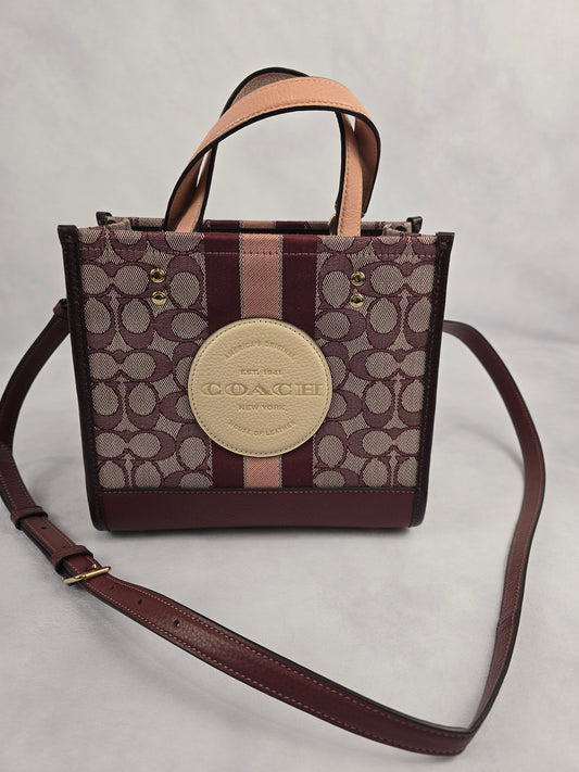 Coach Dempsey Tote 22 In Wine Multi