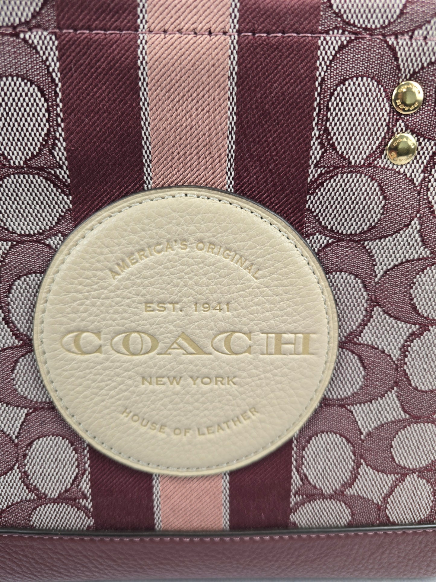 Coach Dempsey Tote 22 In Wine Multi