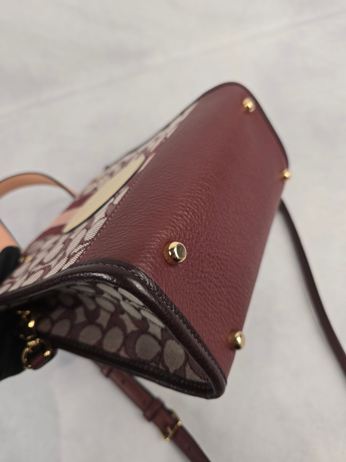 Coach Dempsey Tote 22 In Wine Multi