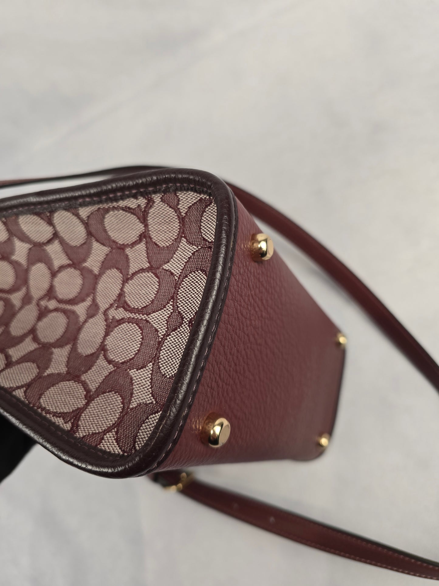 Coach Dempsey Tote 22 In Wine Multi