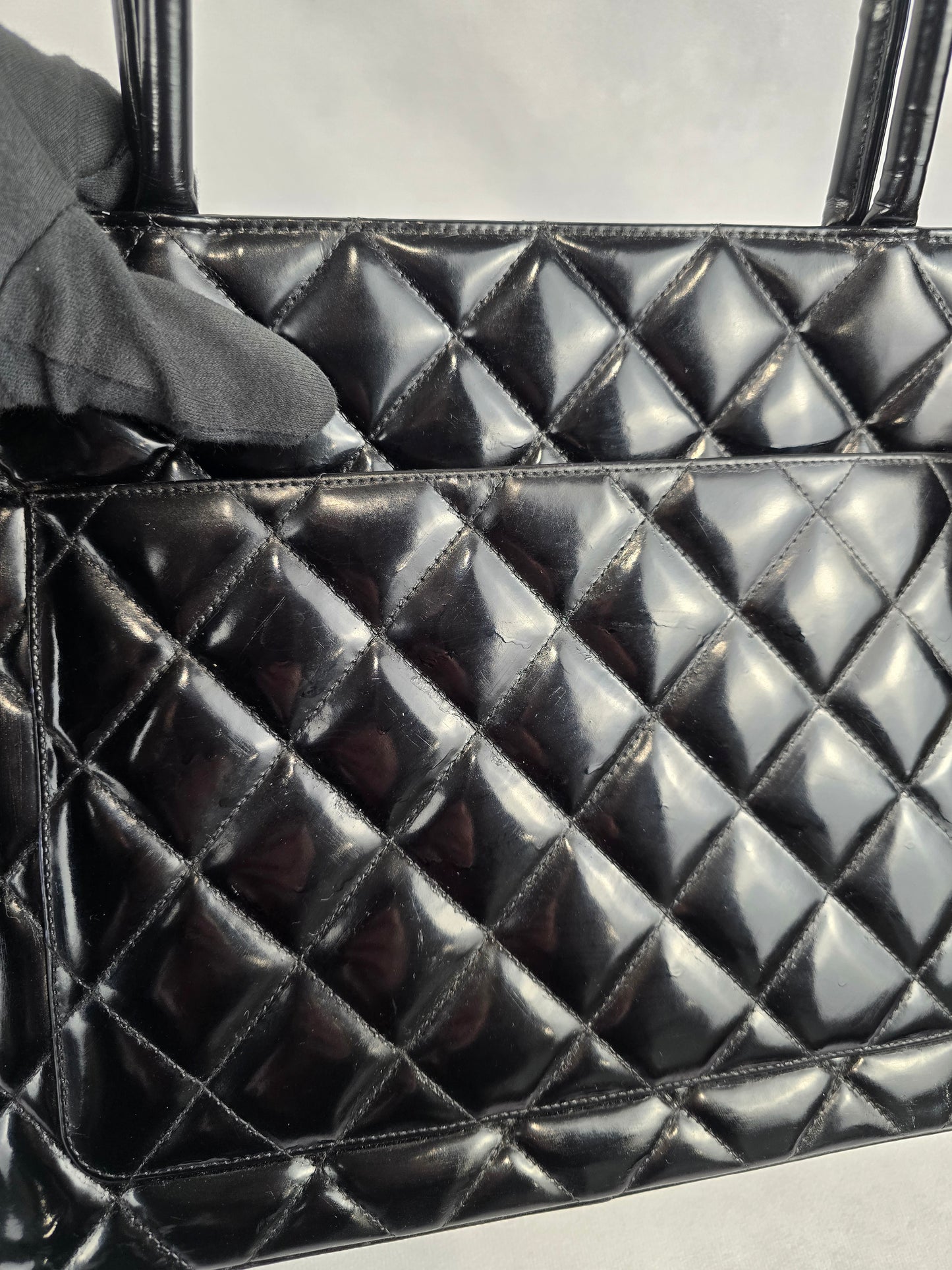 Chanel Medallion Tote in Black Quilted Patent