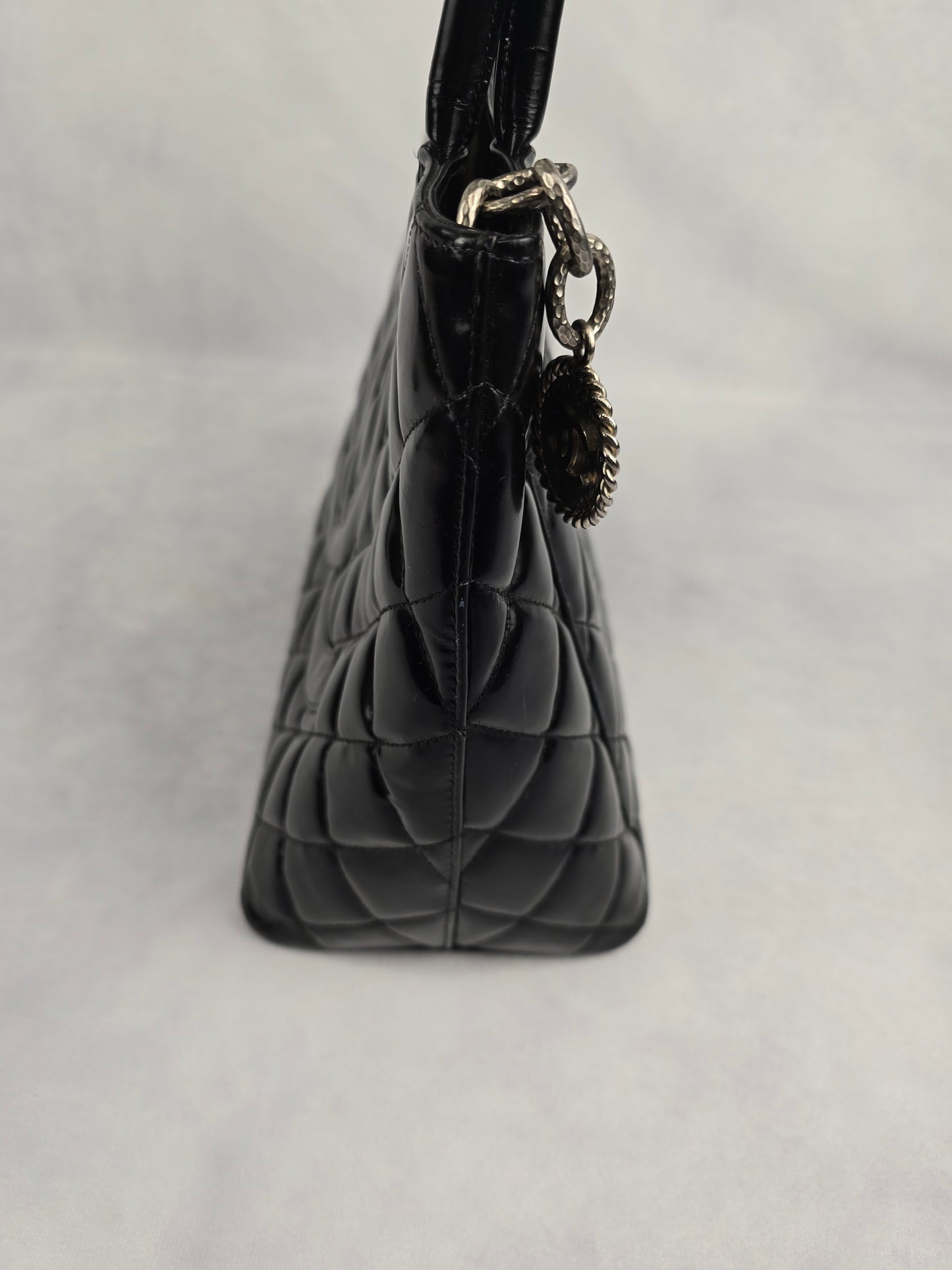 Chanel Medallion Tote in Black Quilted Patent