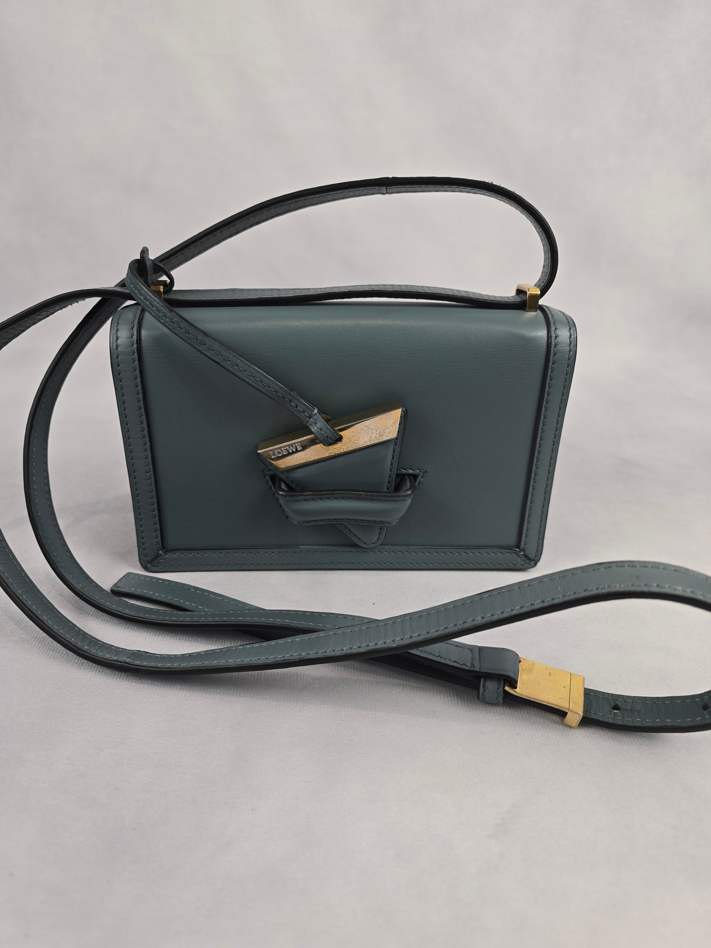 Loewe Small Barcelona in Stone Blue Leather