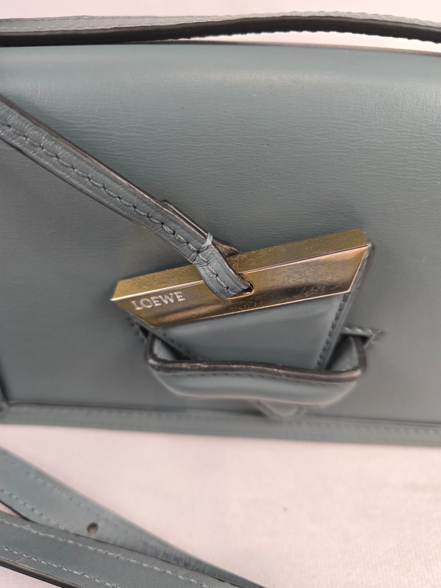 Loewe Small Barcelona in Stone Blue Leather