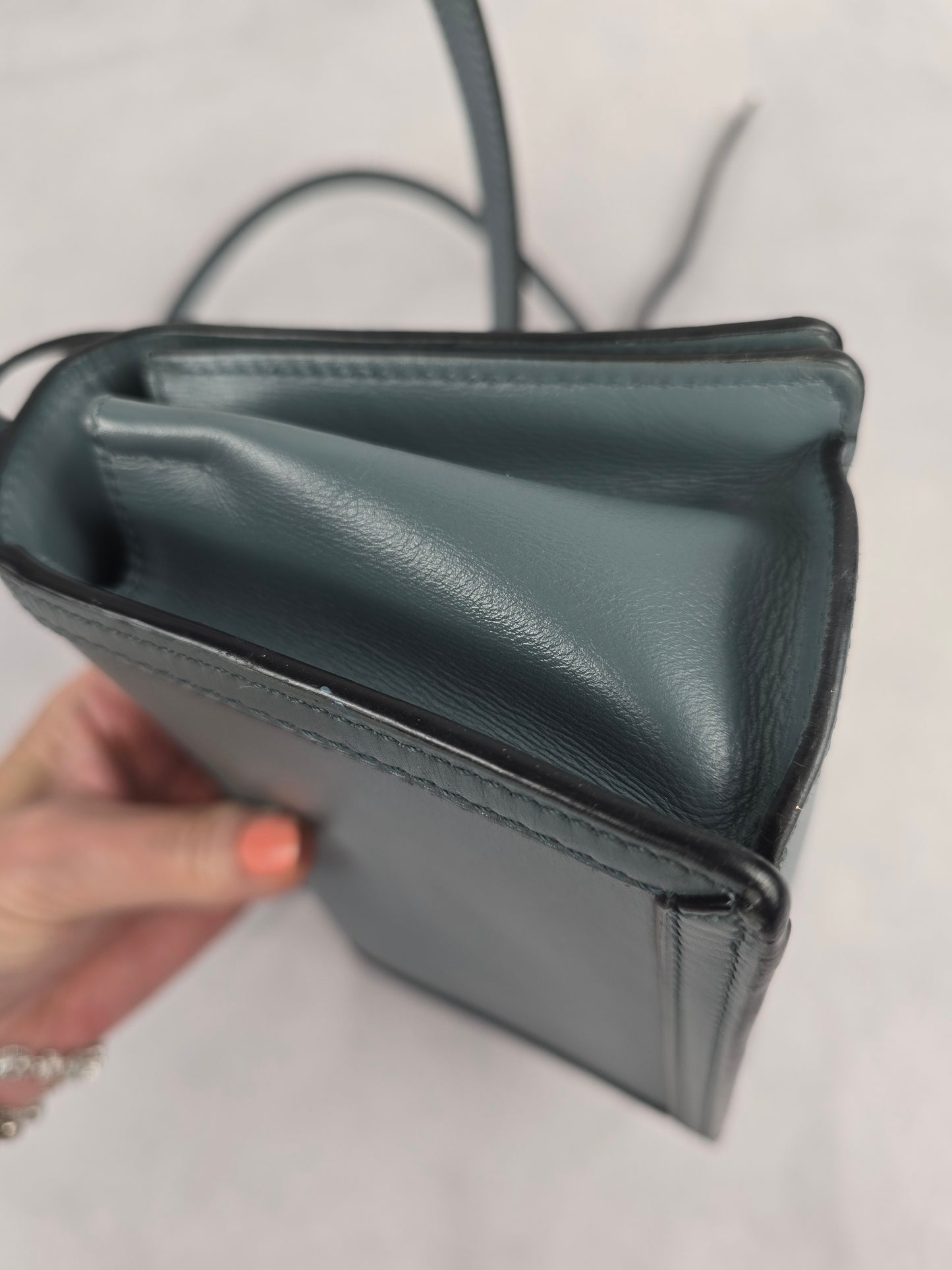 Loewe Small Barcelona in Stone Blue Leather
