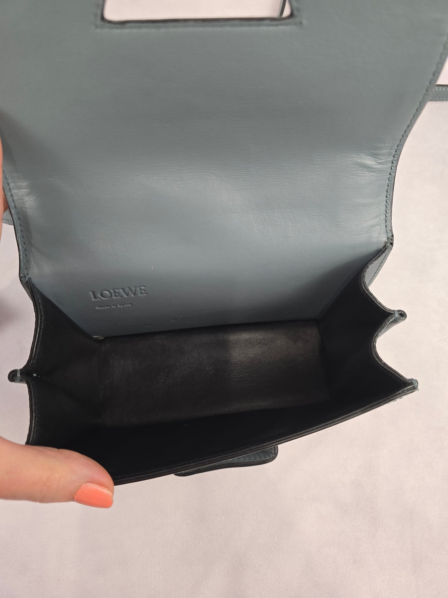 Loewe Small Barcelona in Stone Blue Leather