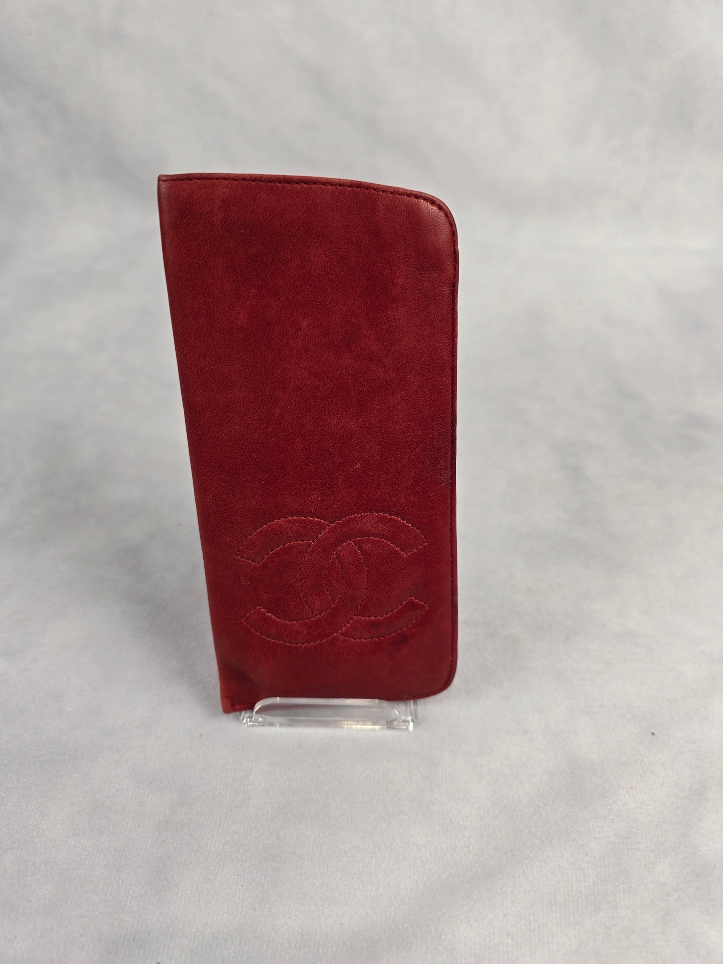 Chanel Vintage Red Lambskin Eyeglass/Sunglass Pouch