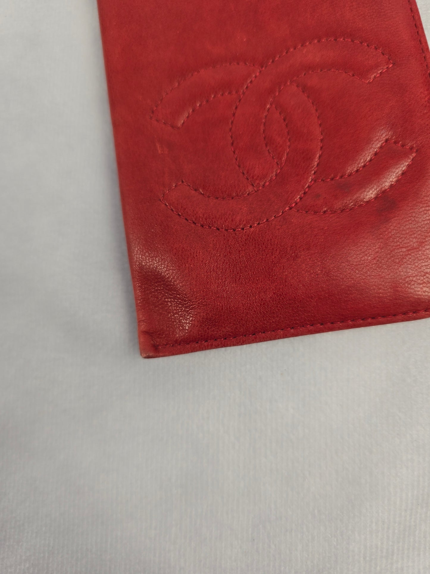 Chanel Vintage Red Lambskin Eyeglass/Sunglass Pouch