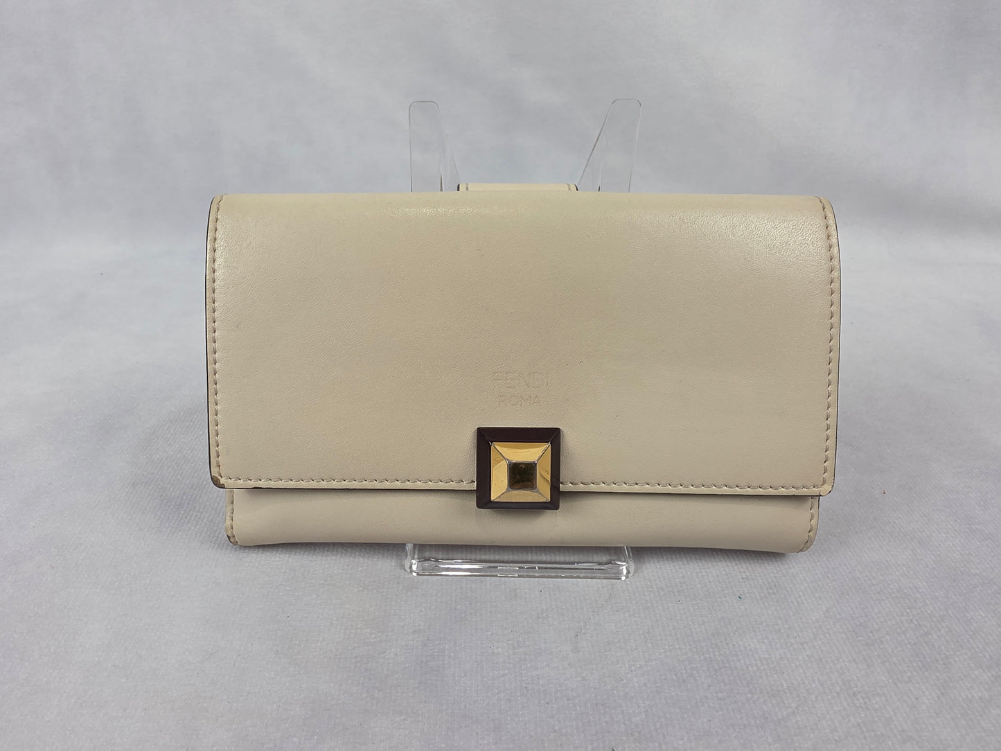 Fendi Roma Long Continental Flap Wallet - Bone Beige Leather