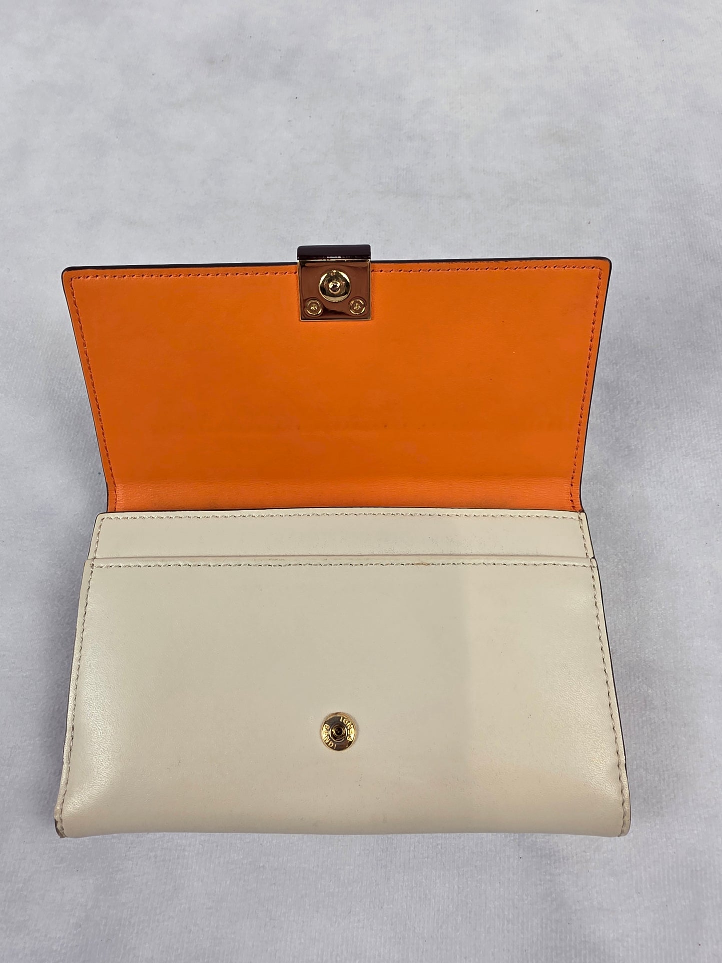 Fendi Roma Long Continental Flap Wallet - Bone Beige Leather
