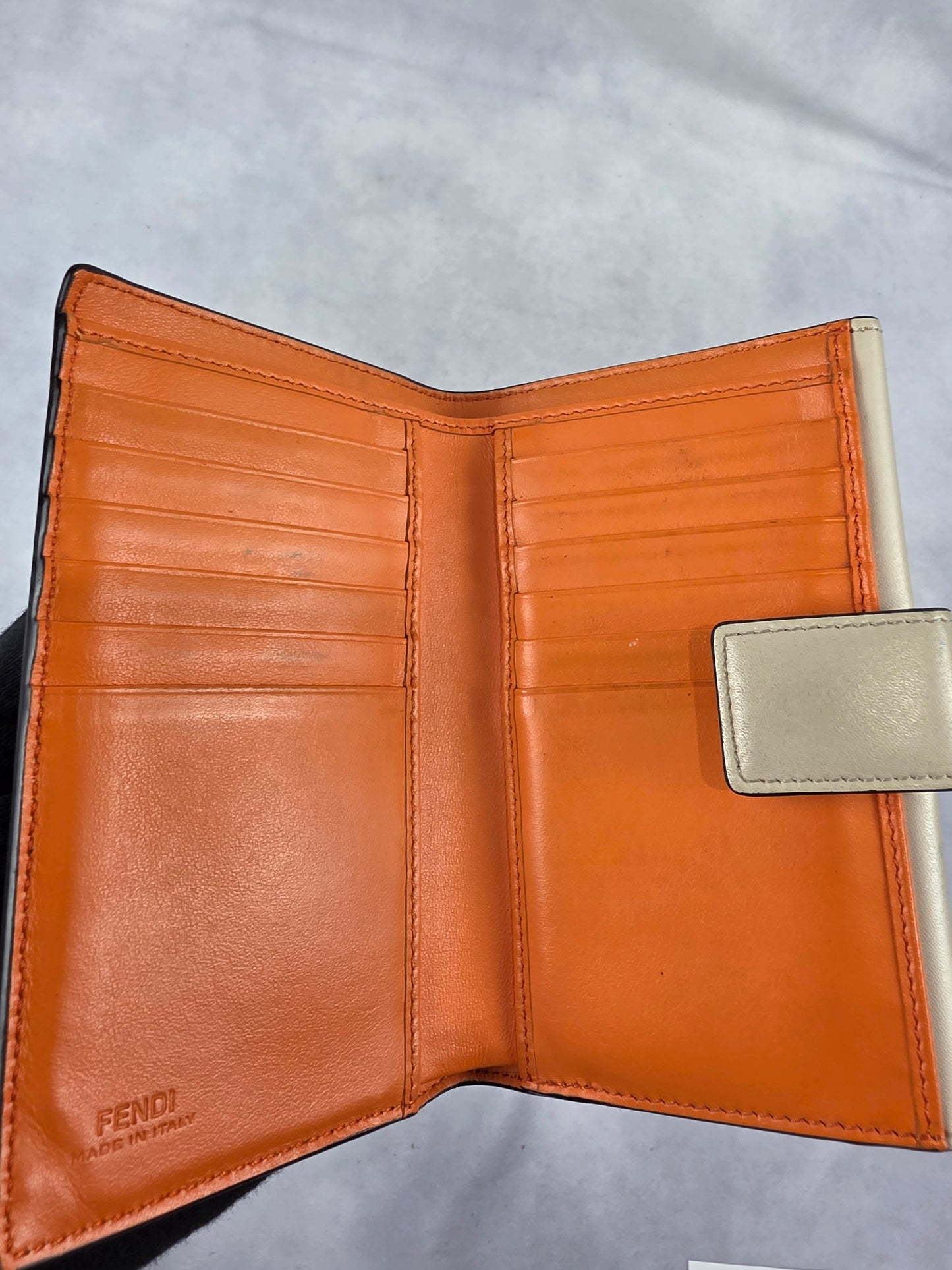 Fendi Roma Long Continental Flap Wallet - Bone Beige Leather