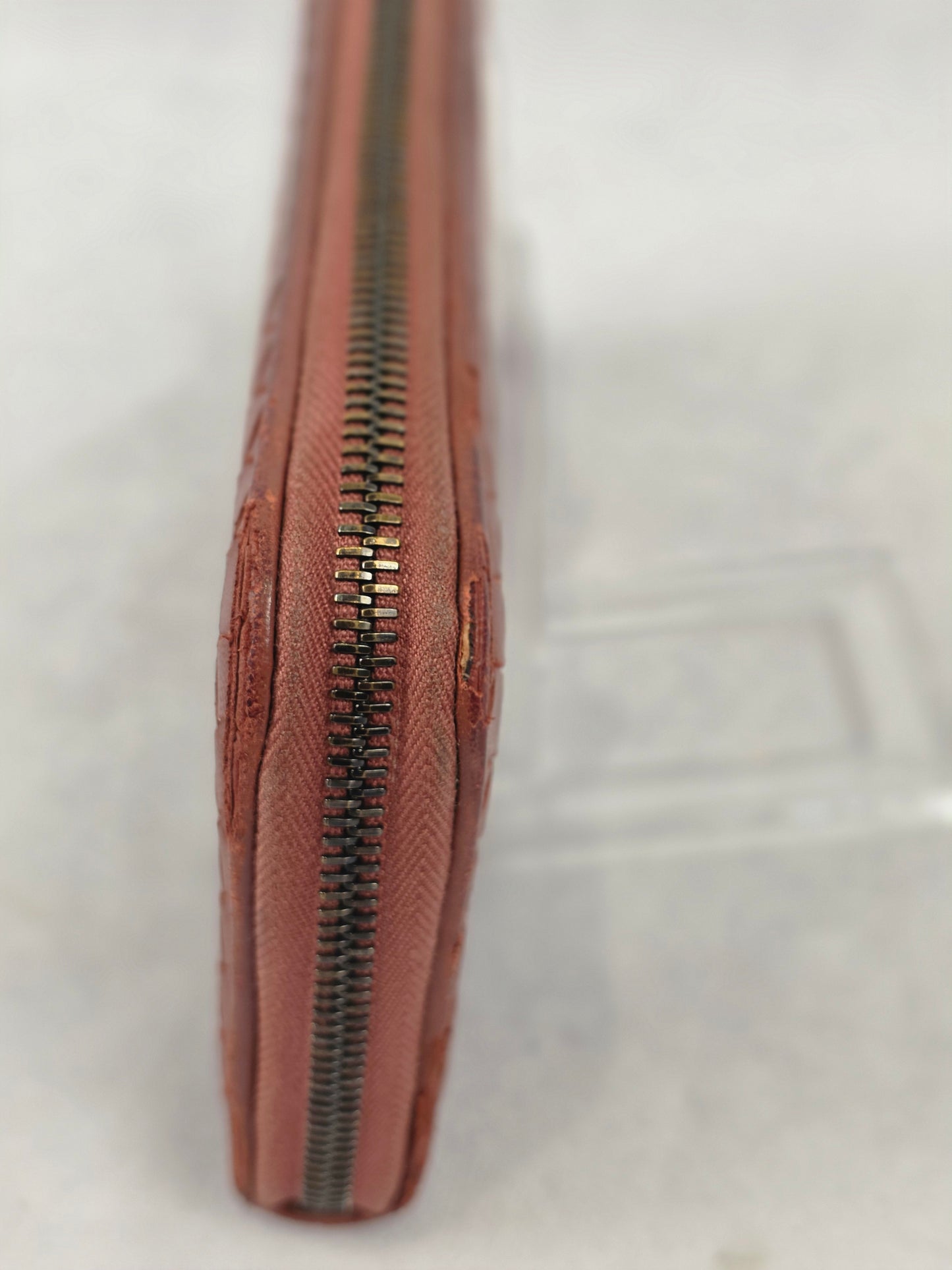 Bottega Veneta Intrecciato Leather Zip Around Long Wallet - Rust Brown / Terracotta