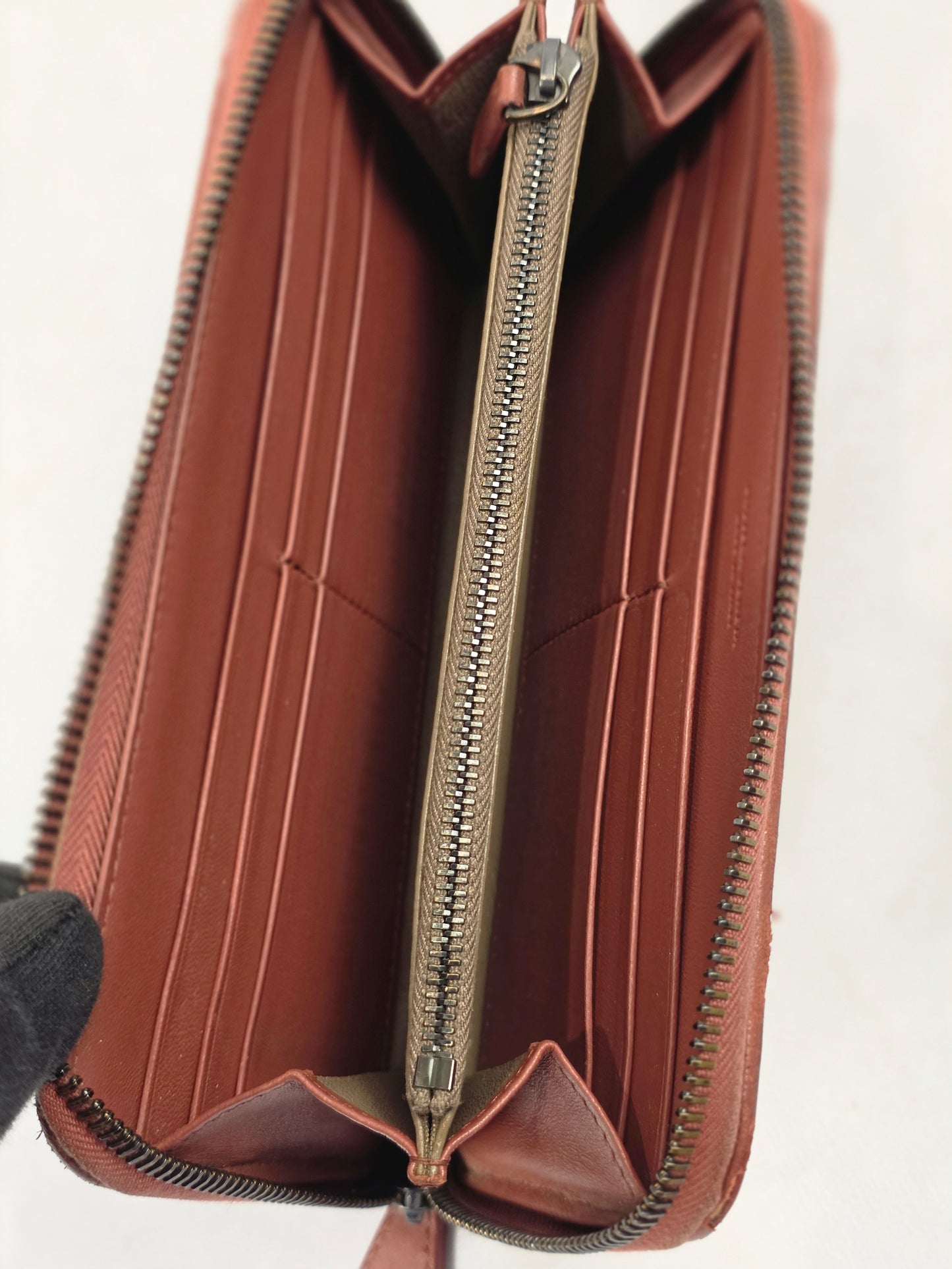 Bottega Veneta Intrecciato Leather Zip Around Long Wallet - Rust Brown / Terracotta