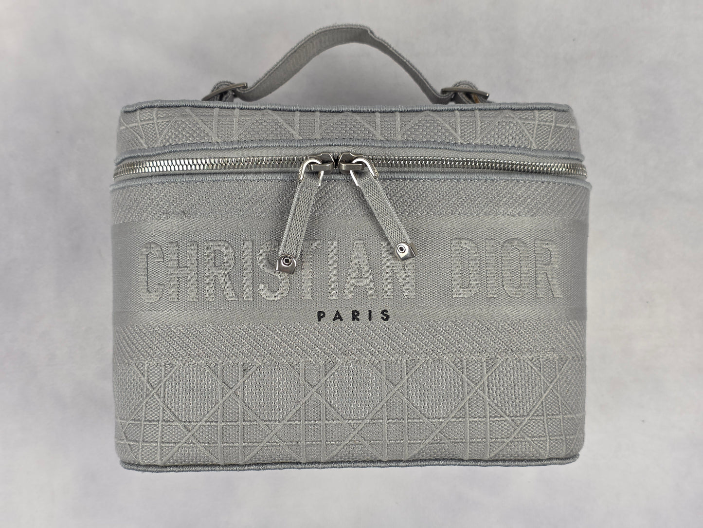 Christian Dior DiorTravel Vanity Case – Gray Cannage Embroidered Canvas