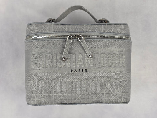 Christian Dior DiorTravel Vanity Case – Gray Cannage Embroidered Canvas
