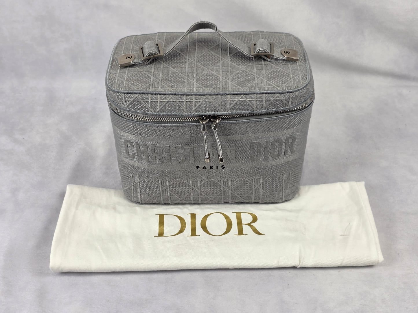 Christian Dior DiorTravel Vanity Case – Gray Cannage Embroidered Canvas