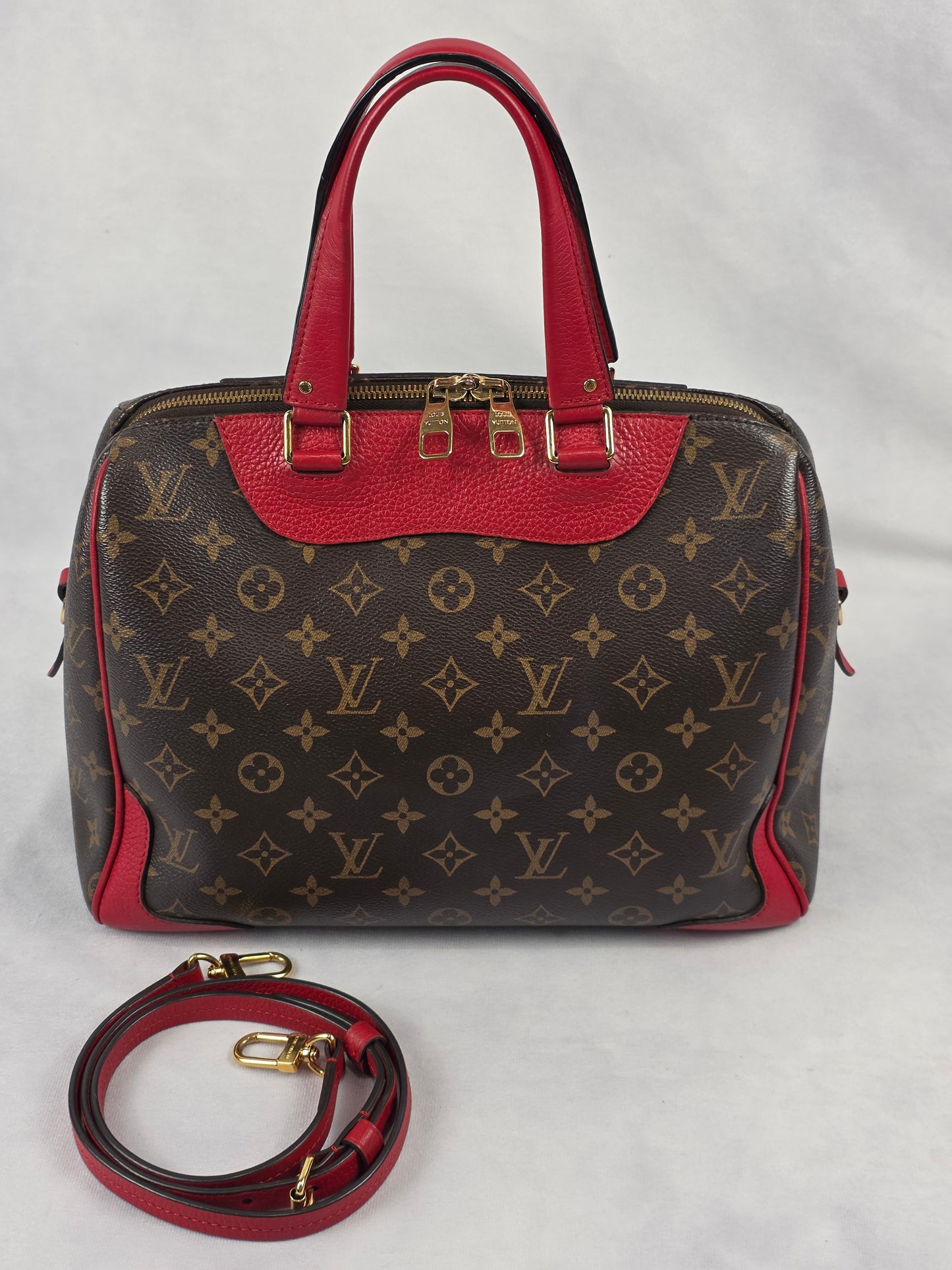 Louis Vuitton Monogram Retiro NM Handbag Coquelicot Red 2Way Shoulder Bag
