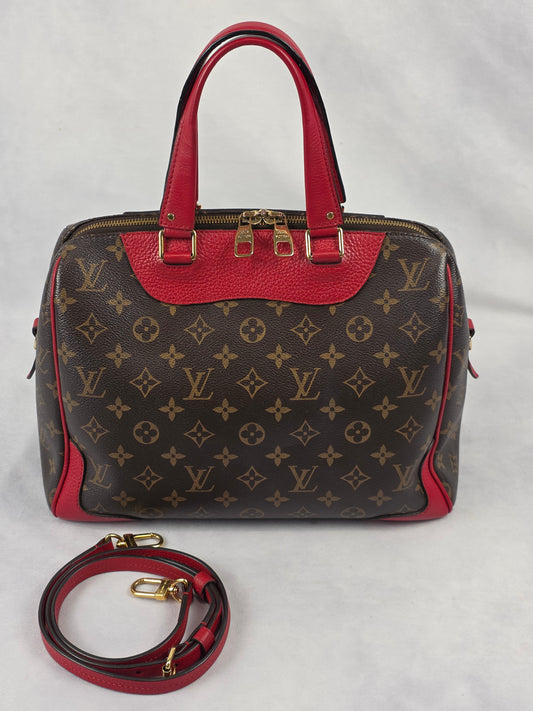 Louis Vuitton Monogram Retiro NM Handbag Coquelicot Red 2Way Shoulder Bag