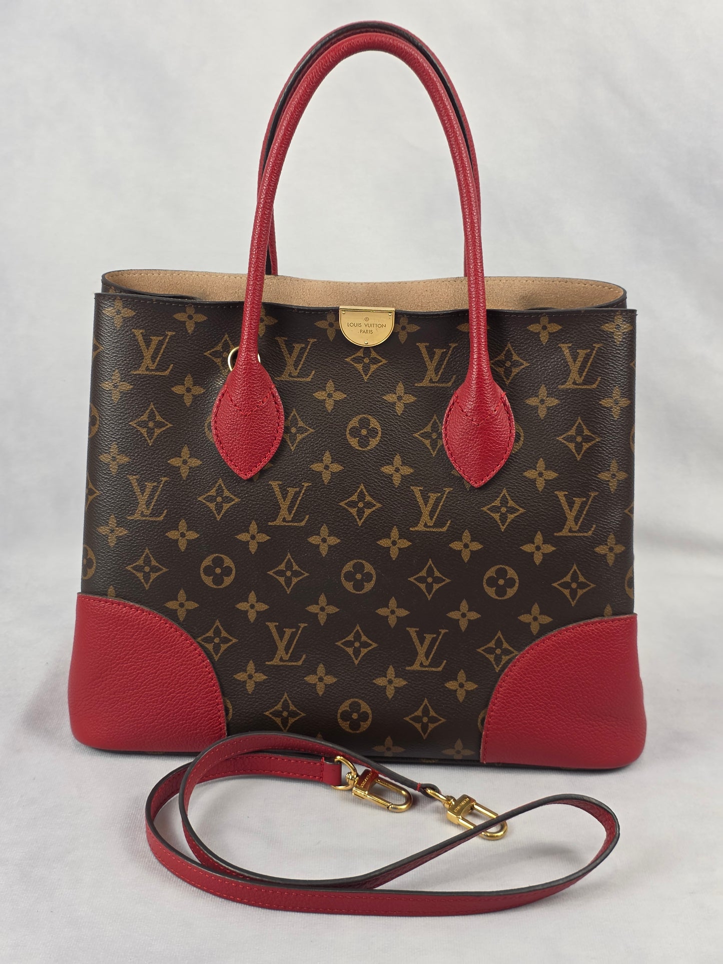 Louis Vuitton Flandrin Monogram Canvas Tote Bag Cherry Red 2WAY Bag