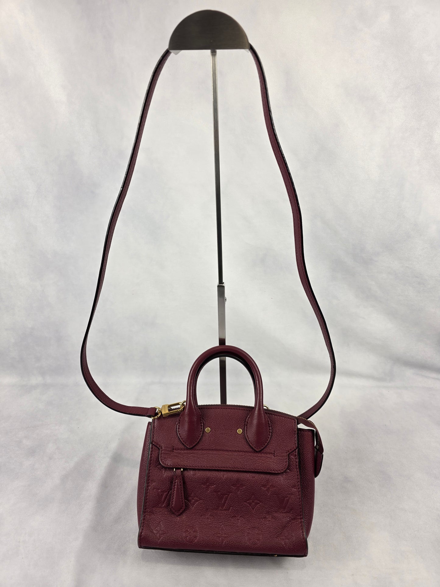 Louis Vuitton Monogram Empreinte Pont Neuf Mini Bag Burgundy Leather