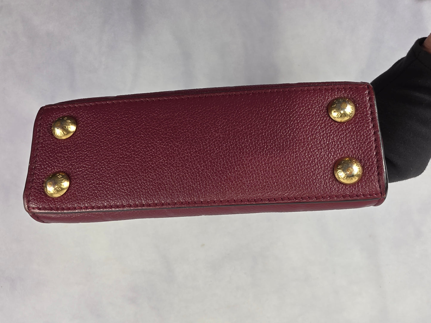 Louis Vuitton Monogram Empreinte Pont Neuf Mini Bag Burgundy Leather