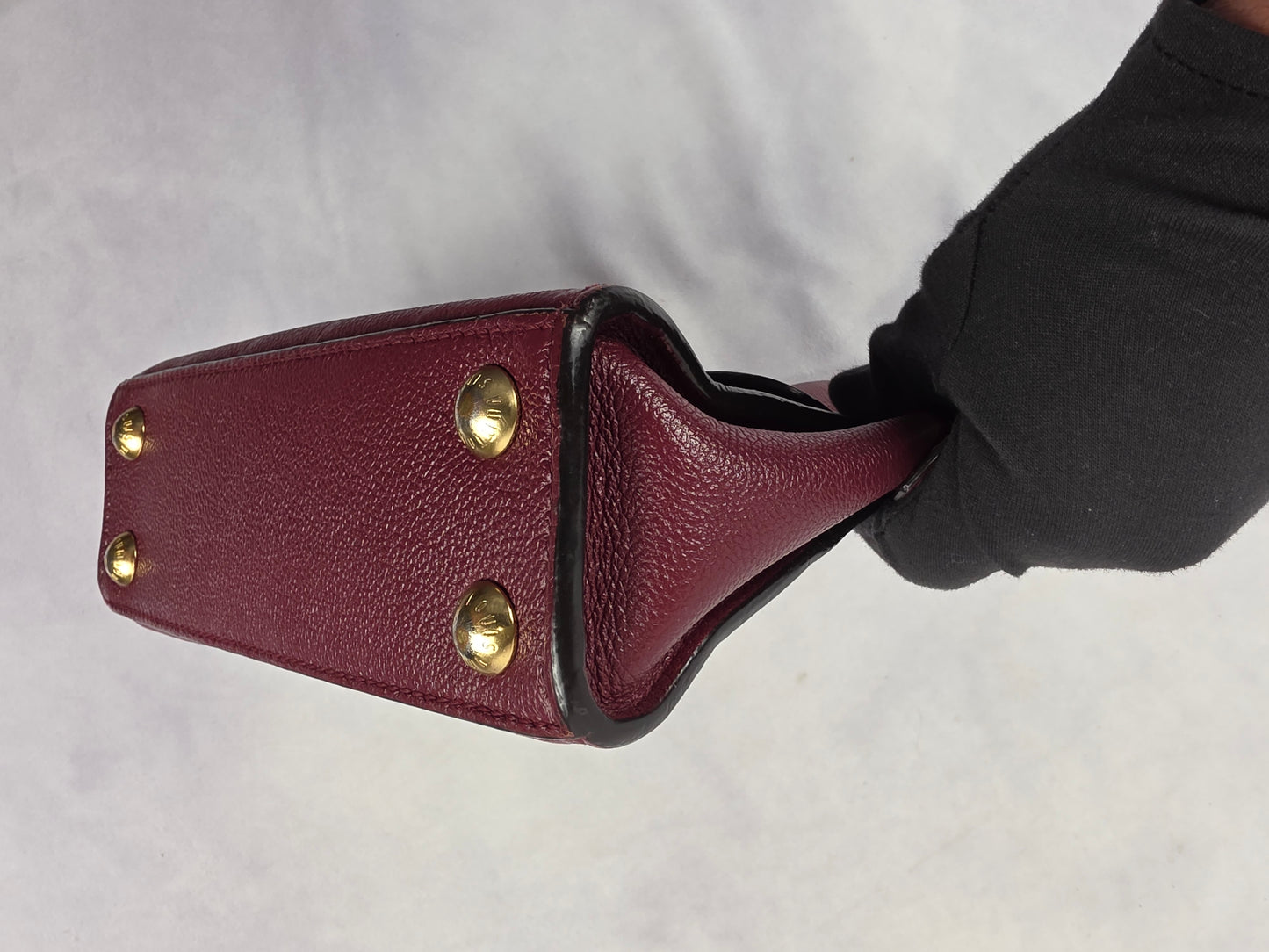 Louis Vuitton Monogram Empreinte Pont Neuf Mini Bag Burgundy Leather