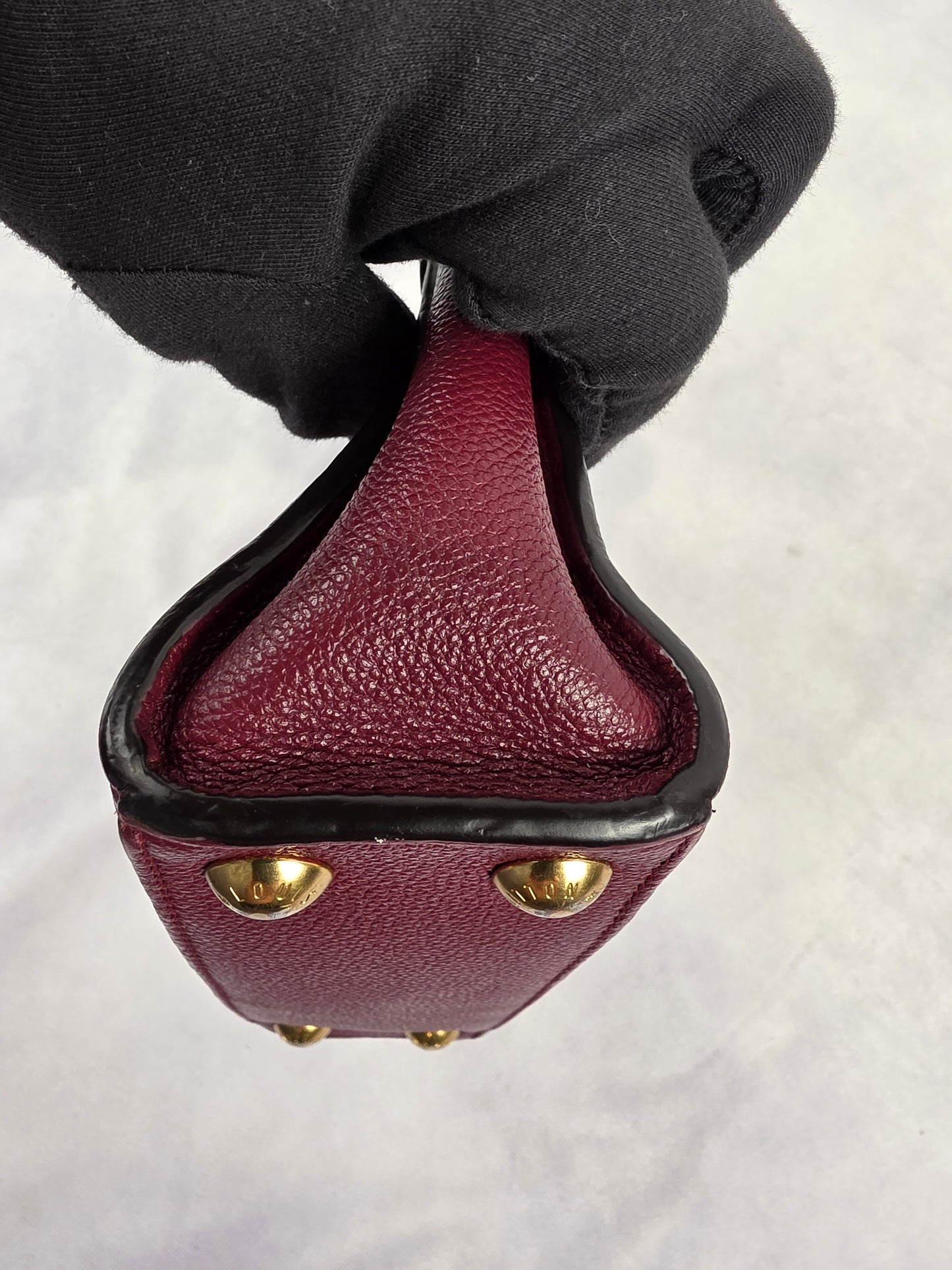 Louis Vuitton Monogram Empreinte Pont Neuf Mini Bag Burgundy Leather