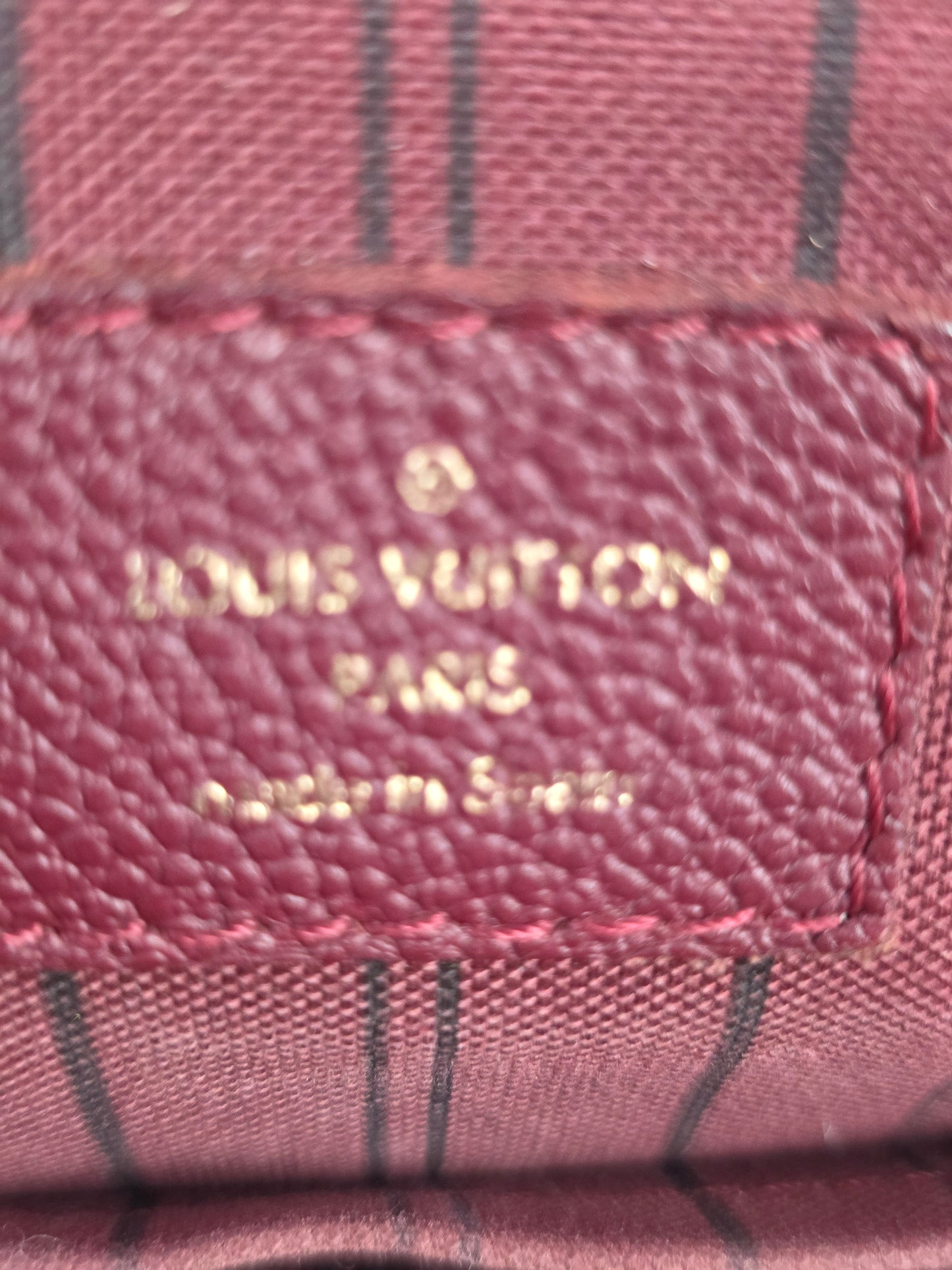 Louis Vuitton Monogram Empreinte Pont Neuf Mini Bag Burgundy Leather