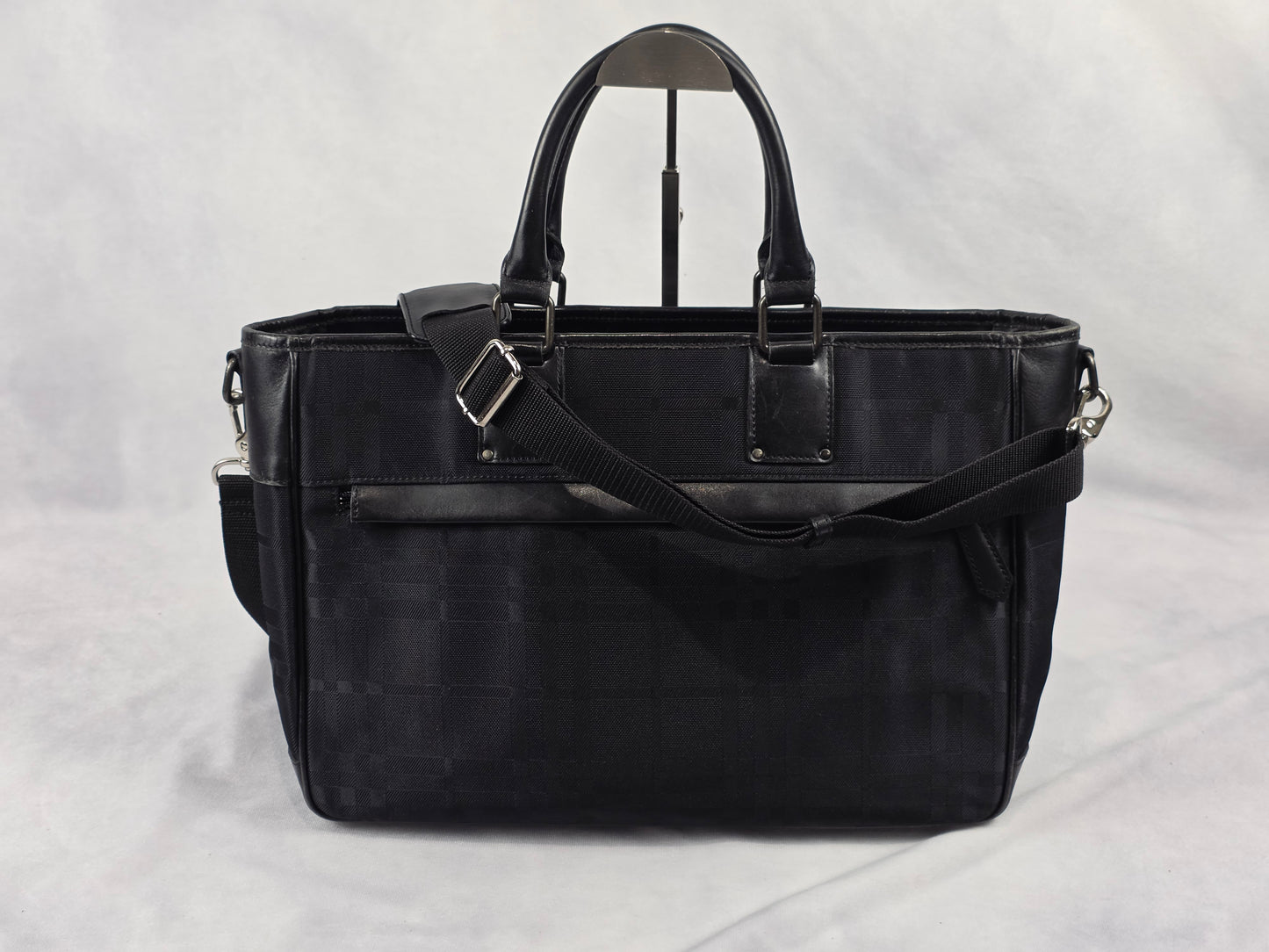 Burberry Nova Check 2-Way Shoulder Tote Bag – Black Canvas & Leather