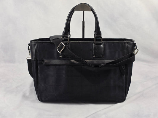 Burberry Nova Check 2-Way Shoulder Tote Bag – Black Canvas & Leather
