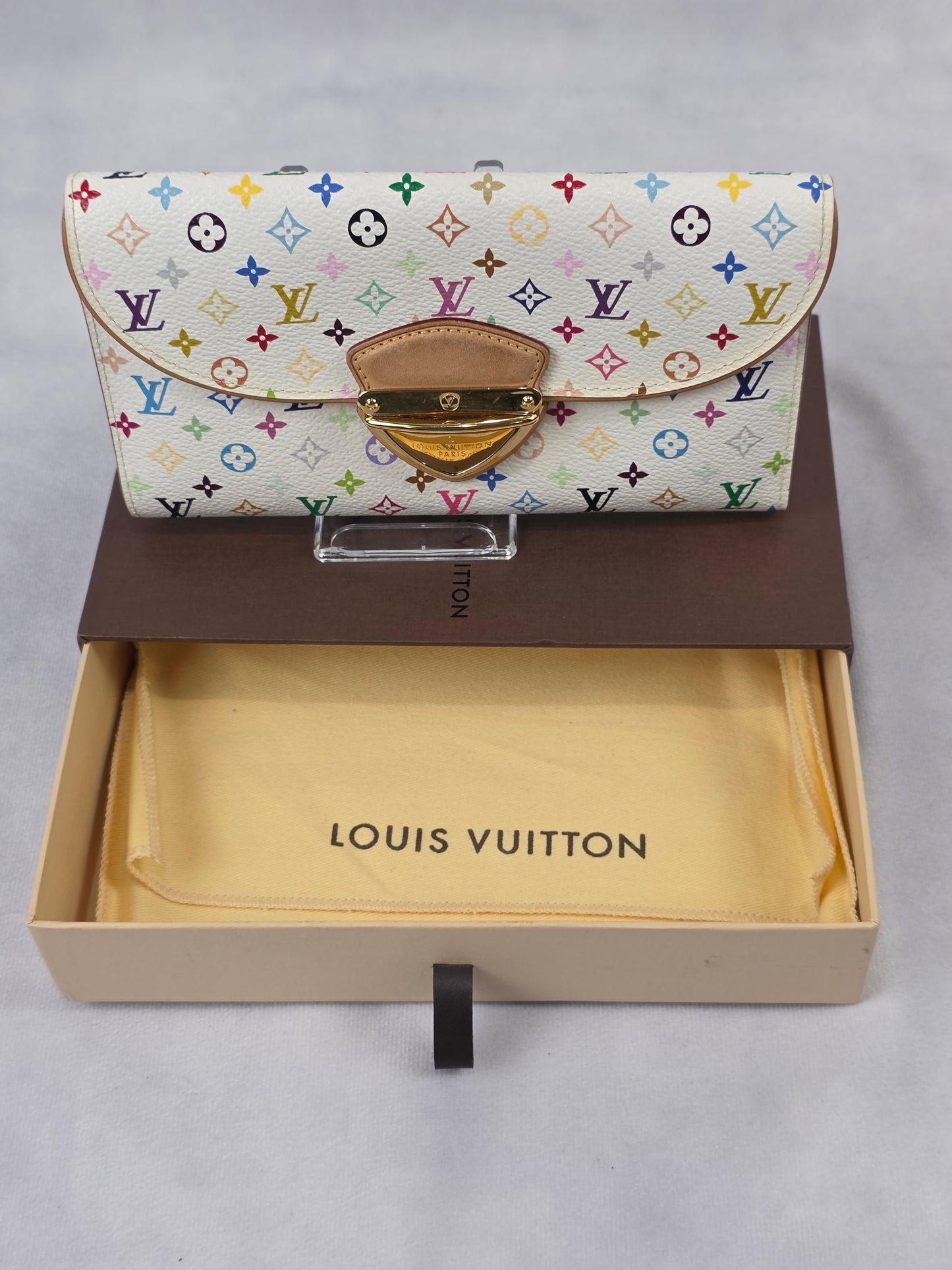 Louis Vuitton Monogram Multicolore Eugenie Wallet White Murakami