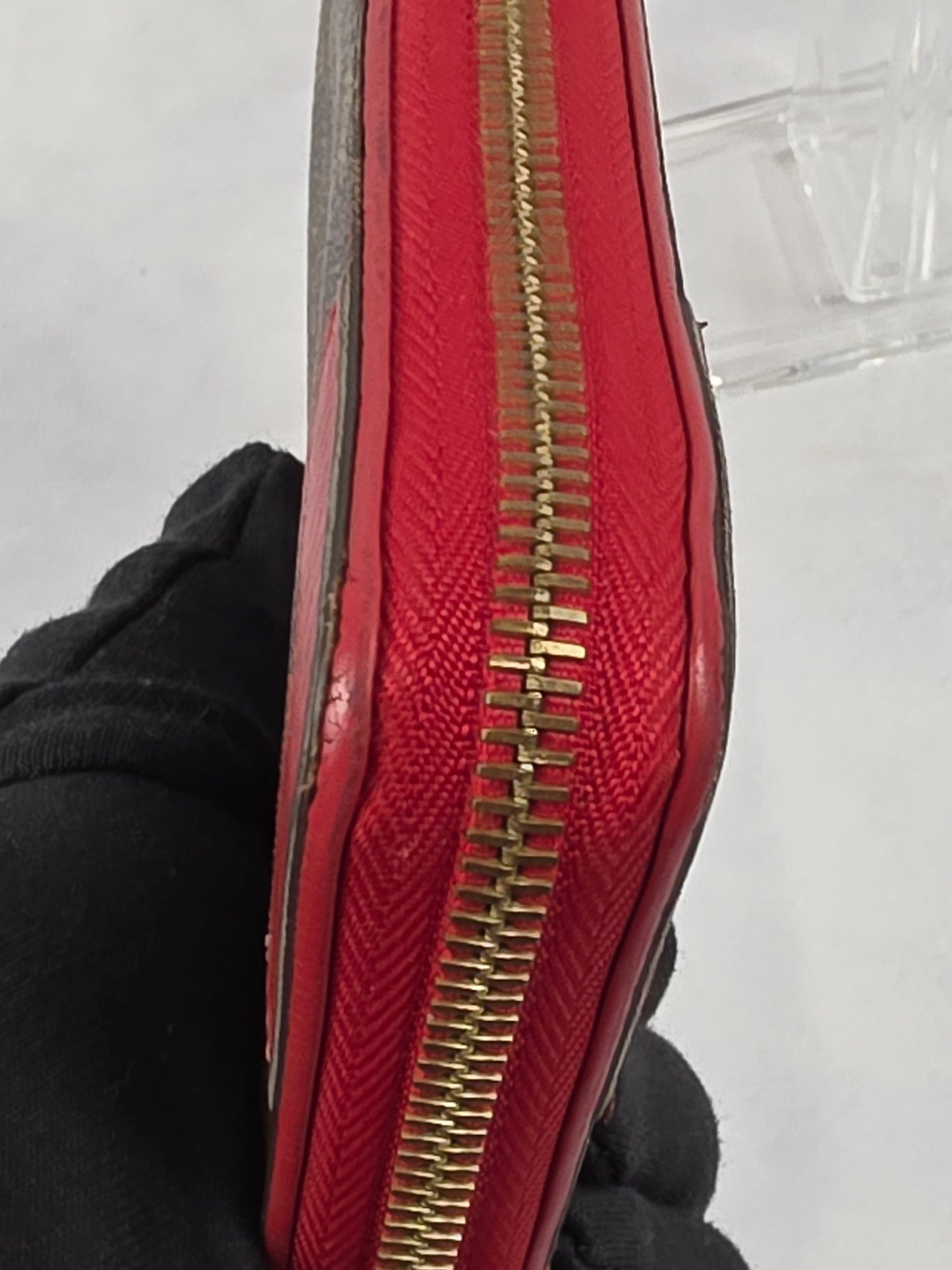 Louis Vuitton Brown Monogram Zippy Retiro Wallet – Red Leather Accents